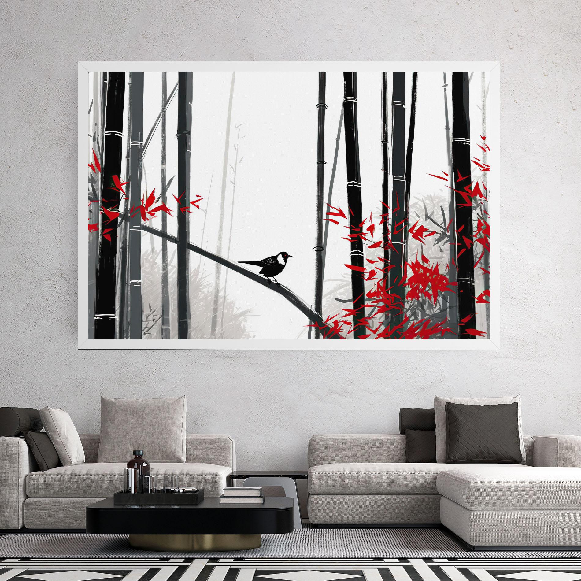 Leinwandbild Chinese Red Leafs mockup 2