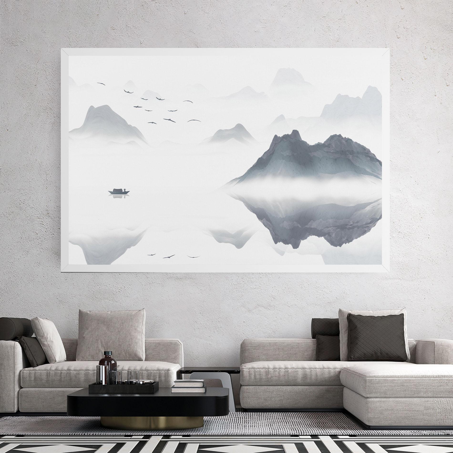 Leinwandbild Chinese Style Mountains mockup 2