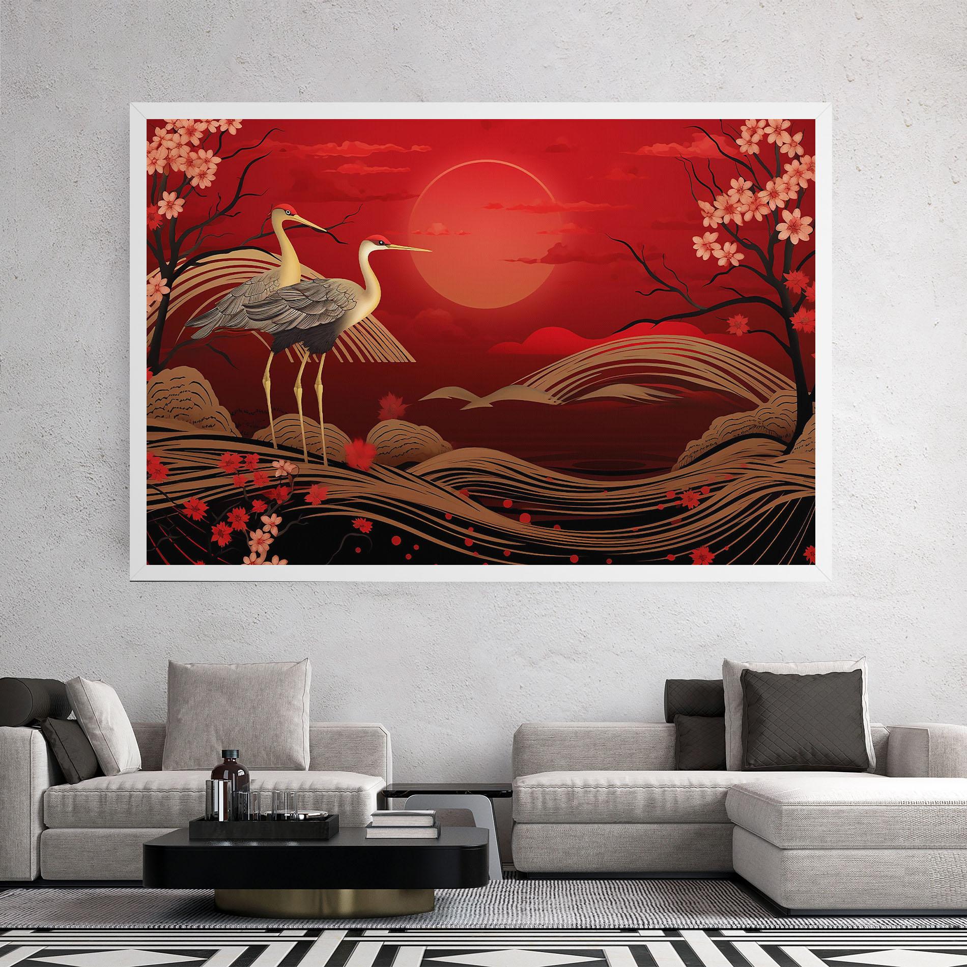 Leinwandbild Gold Landscape Painting mockup 2