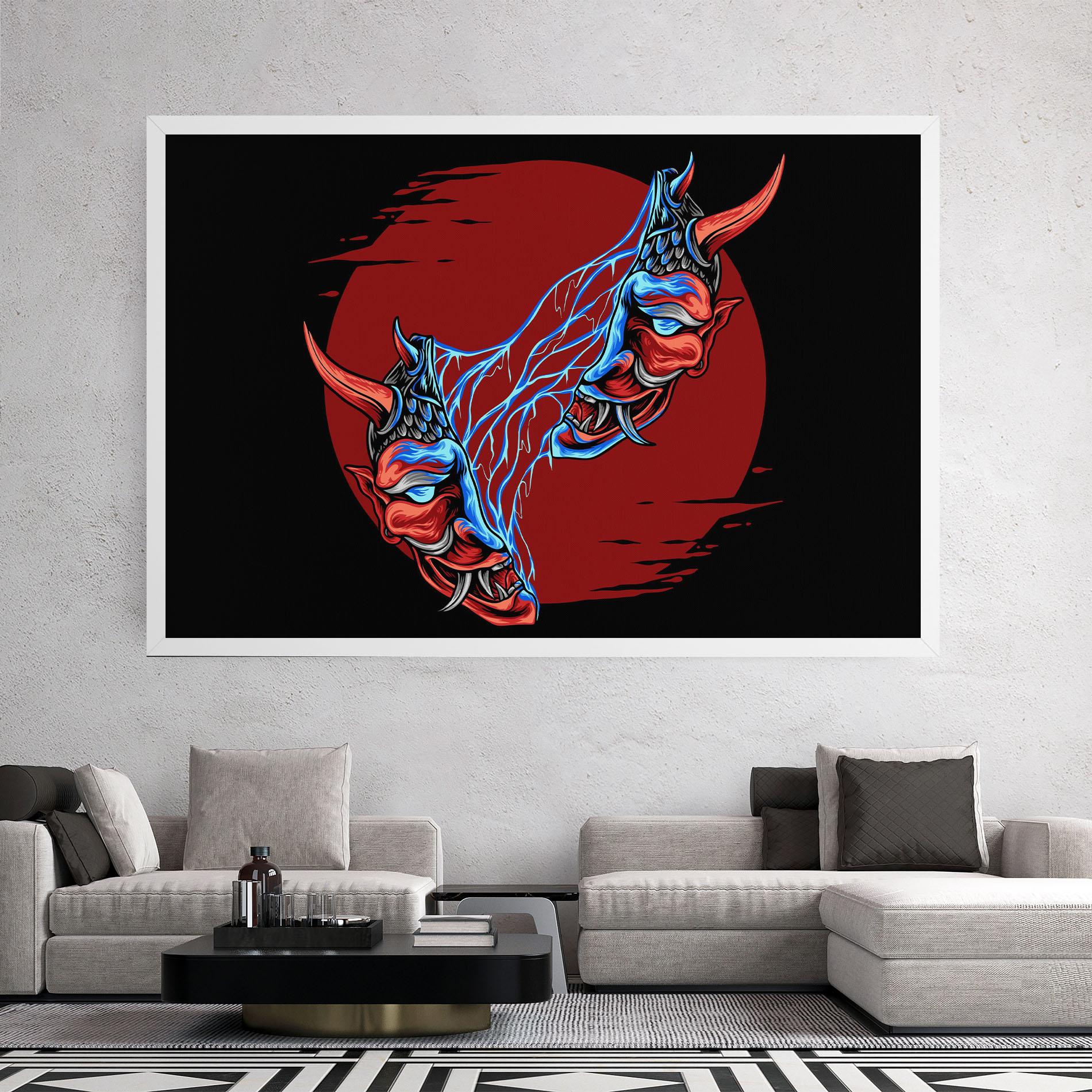 Leinwandbild Japanese Mask mockup 2