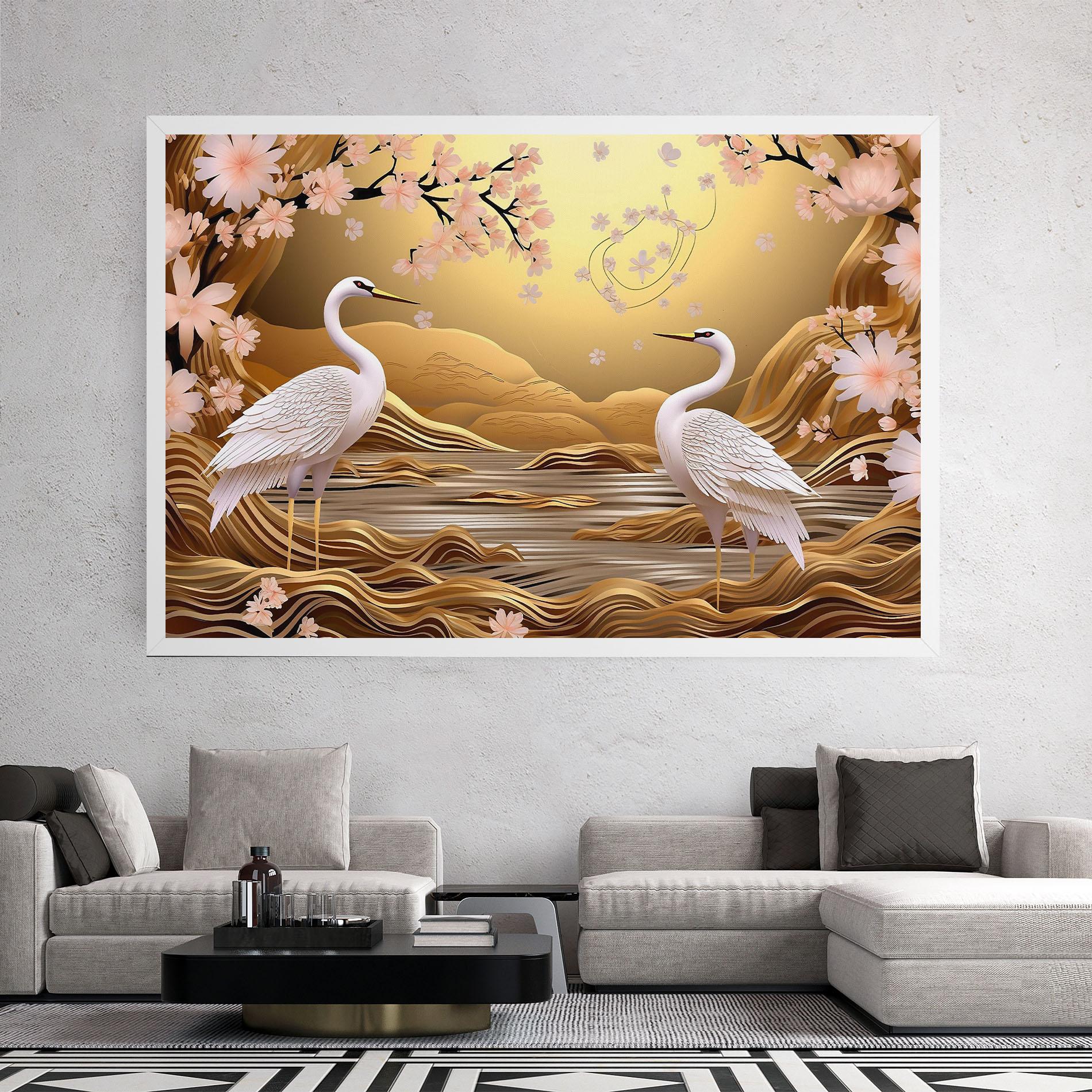 Leinwandbild Pink Chinese Flowers mockup 2