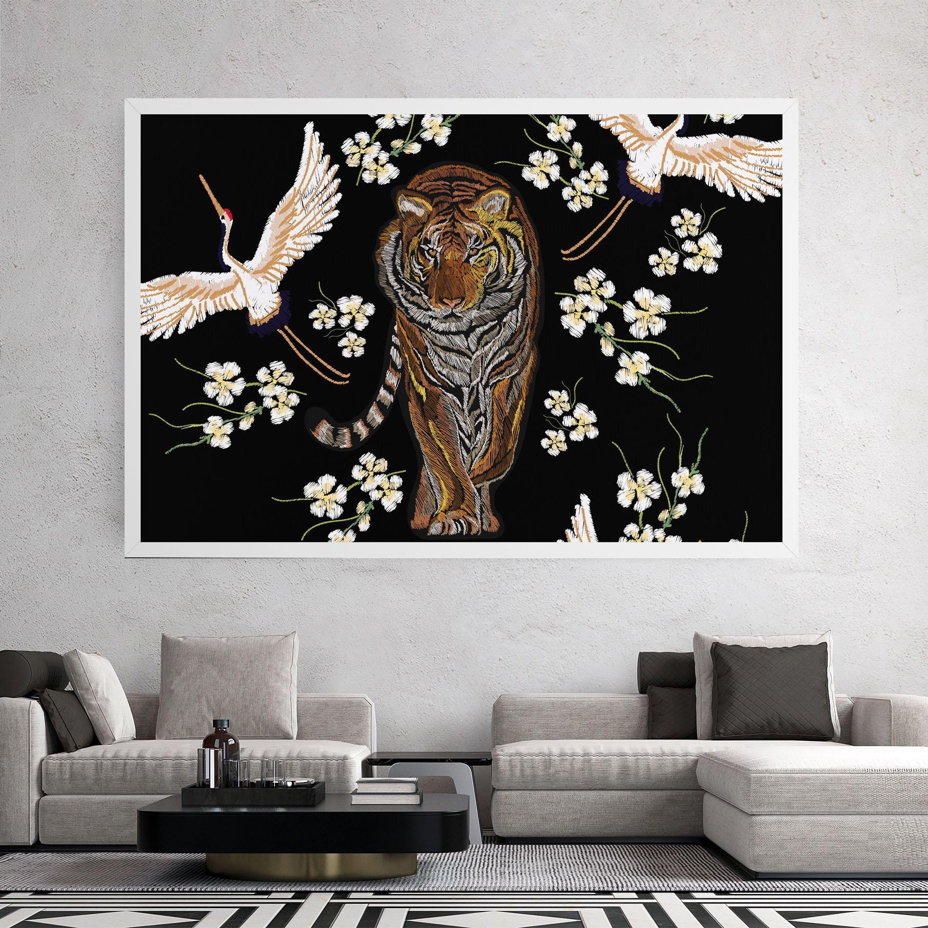Leinwandbild Tiger Birds Art mockup 2
