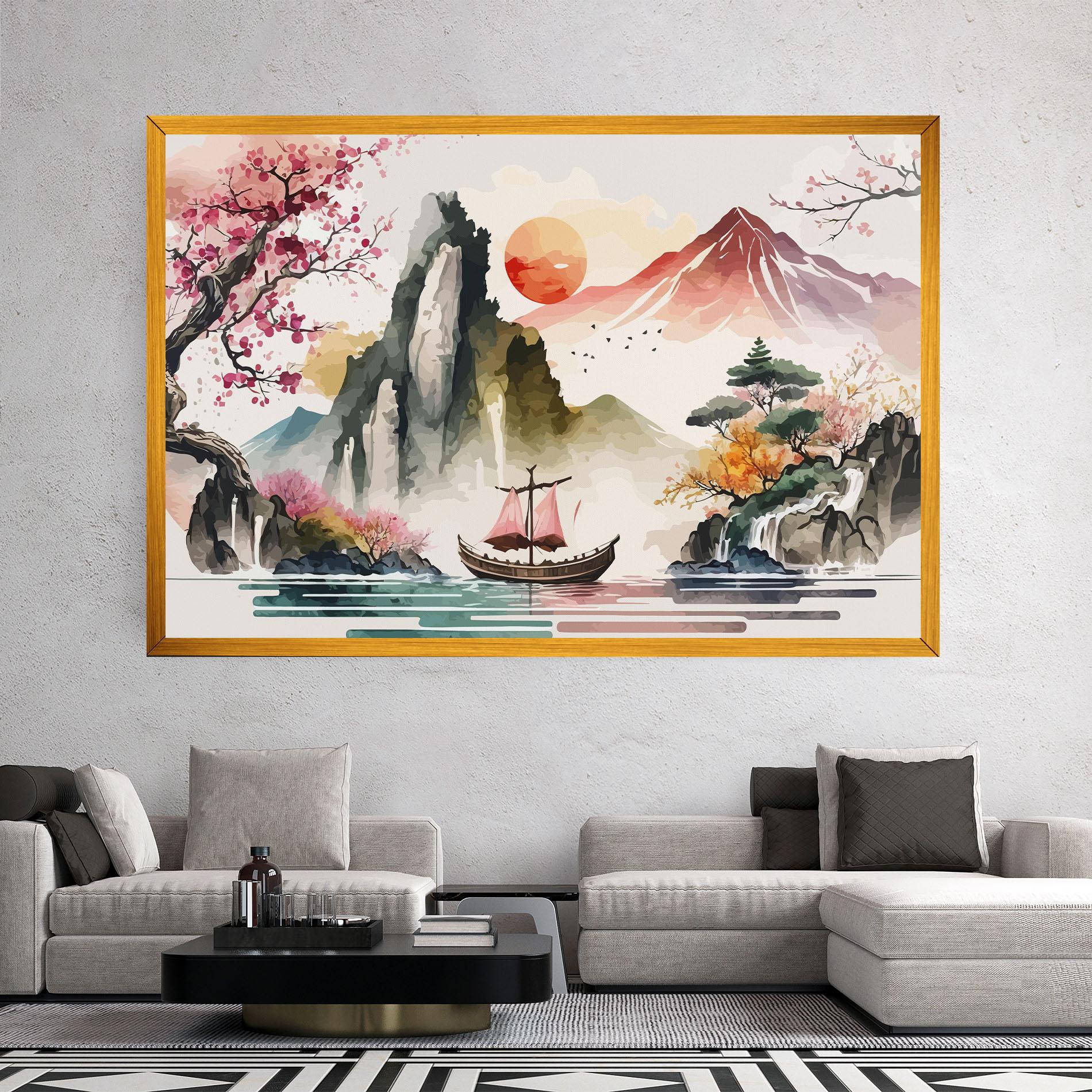 Leinwandbild Asian Orange Sunset mockup 2