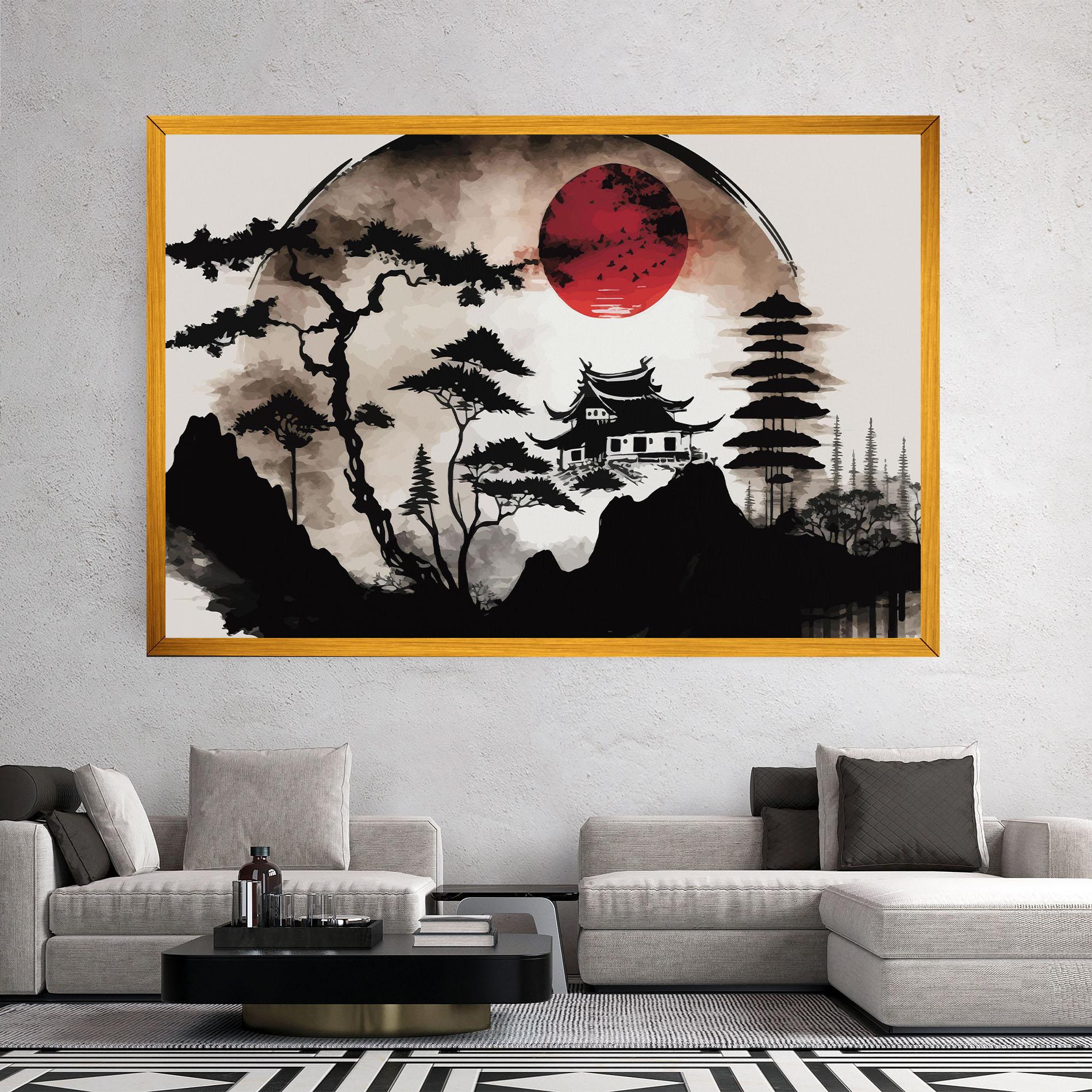 Leinwandbild Asian Red Moon mockup 2