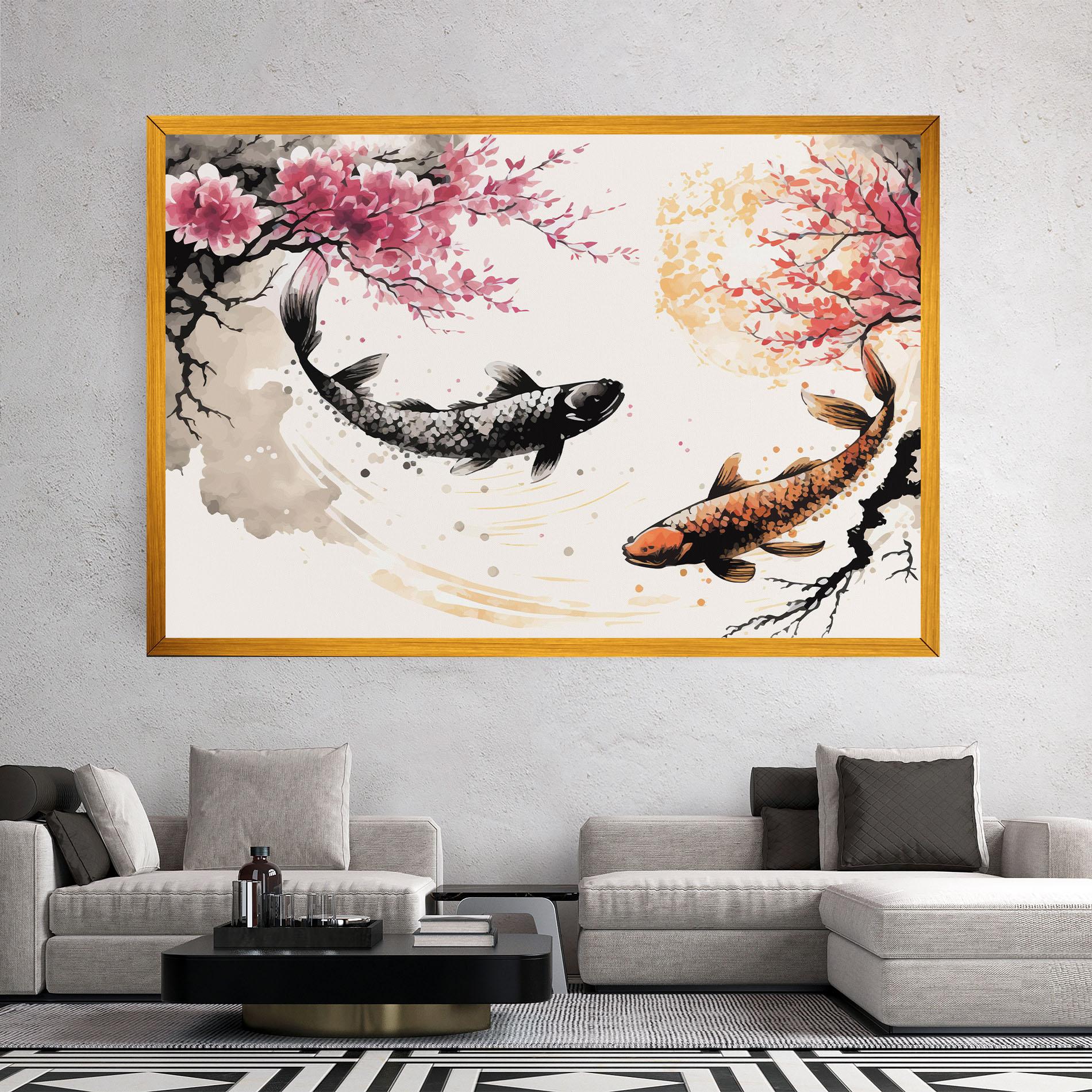 Leinwandbild Asiatic Flower Fish mockup 2
