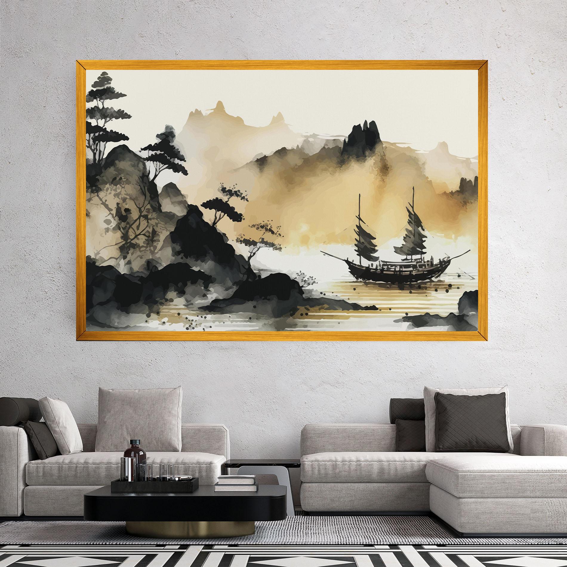 Leinwandbild Asiatic Grey Cream mockup 2