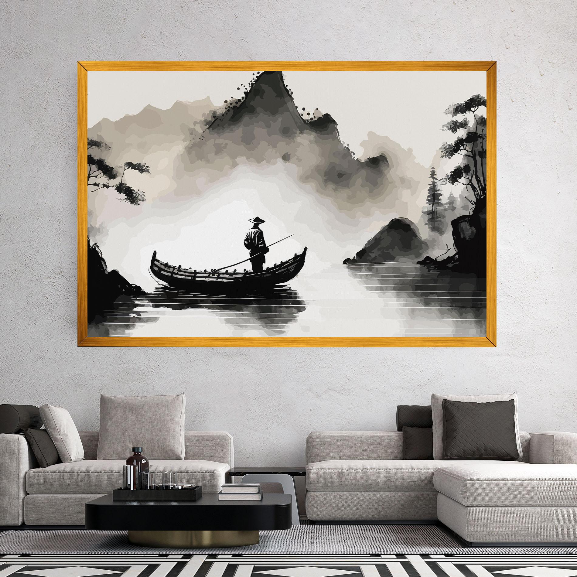 Leinwandbild Black Ink Boat mockup 2