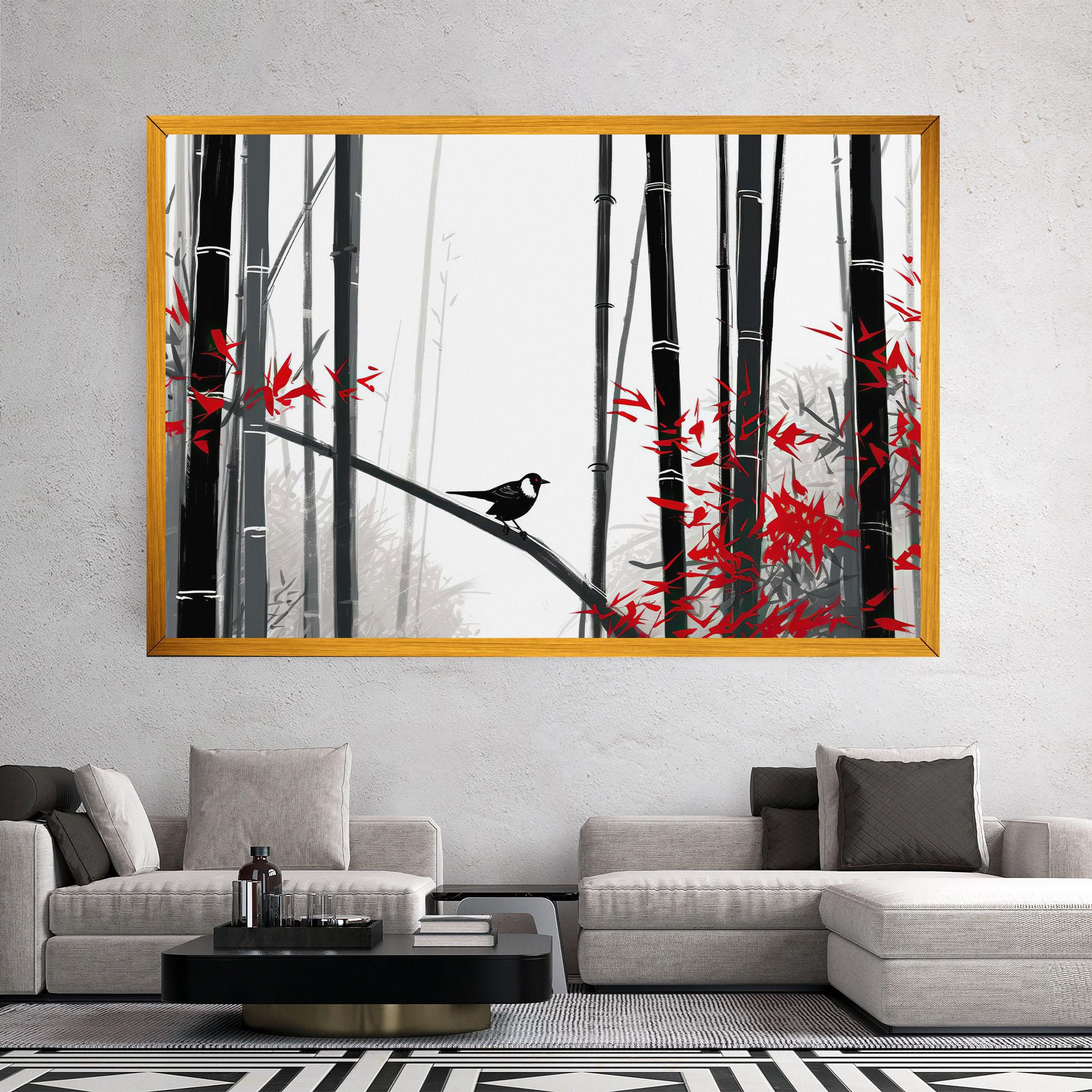 Leinwandbild Chinese Red Leafs mockup 2