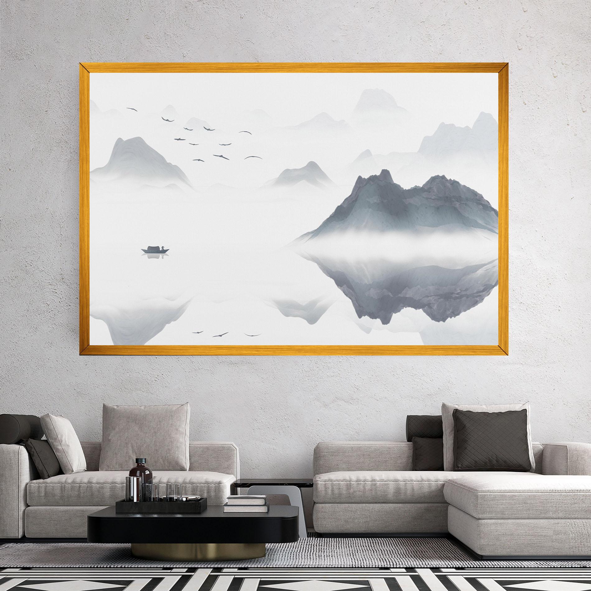 Leinwandbild Chinese Style Mountains mockup 2