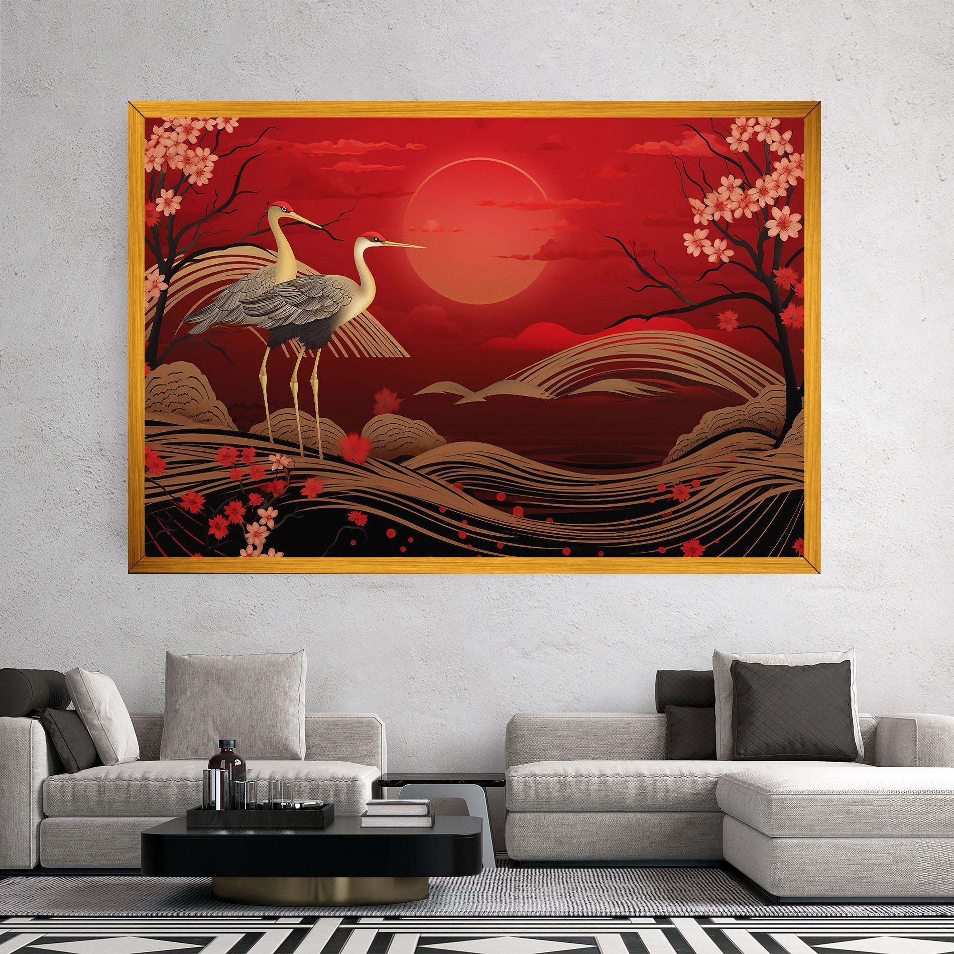 Leinwandbild Gold Landscape Painting mockup 2