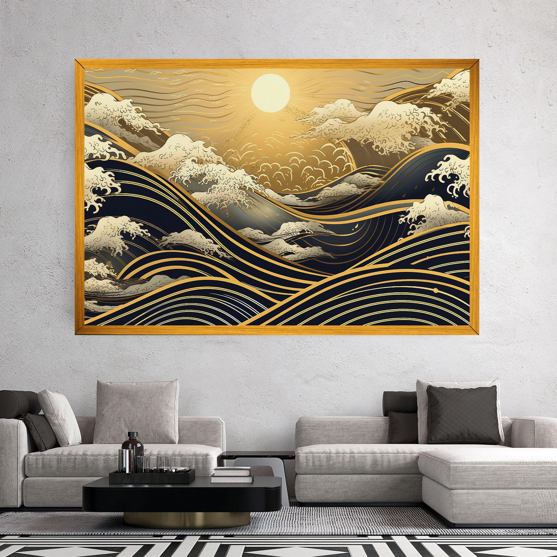 Leinwandbild Gold Waves Landscape mockup 2