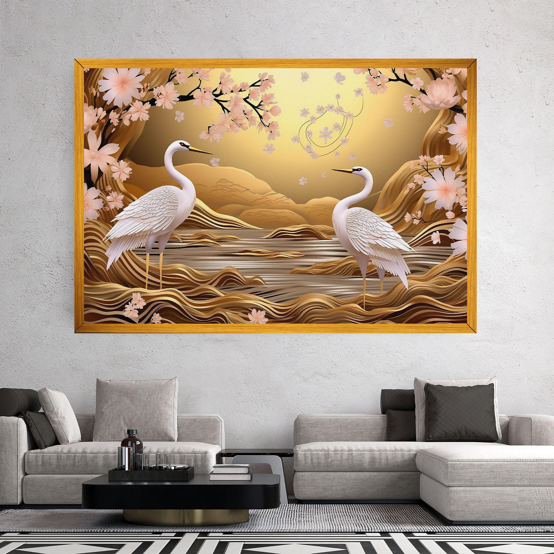 Leinwandbild Pink Chinese Flowers mockup 2