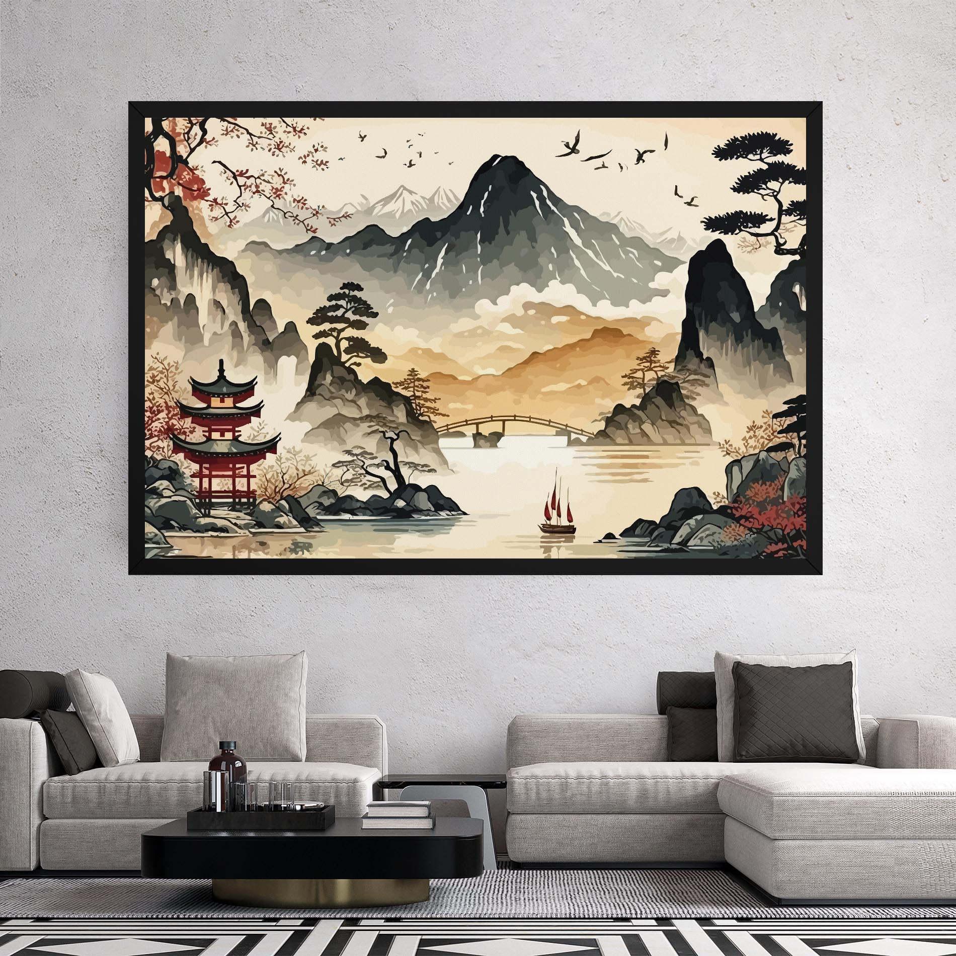 Leinwandbild Asian Mountain View mockup 2
