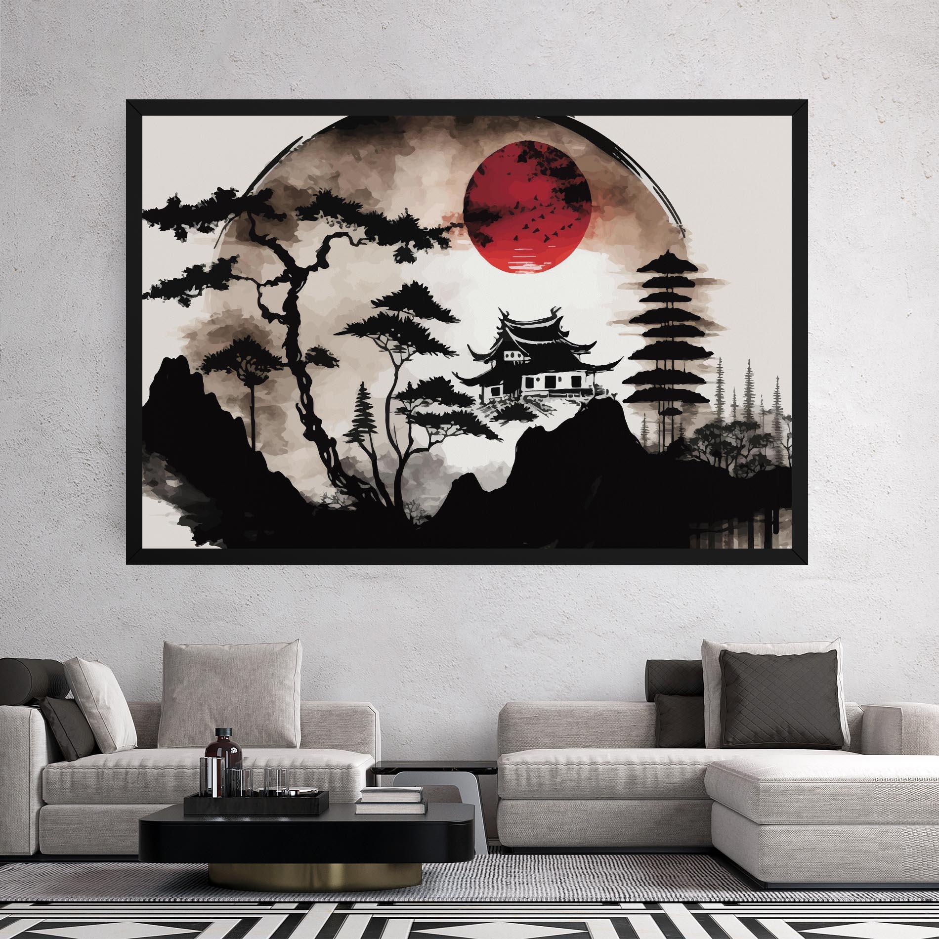 Leinwandbild Asian Red Moon mockup 2