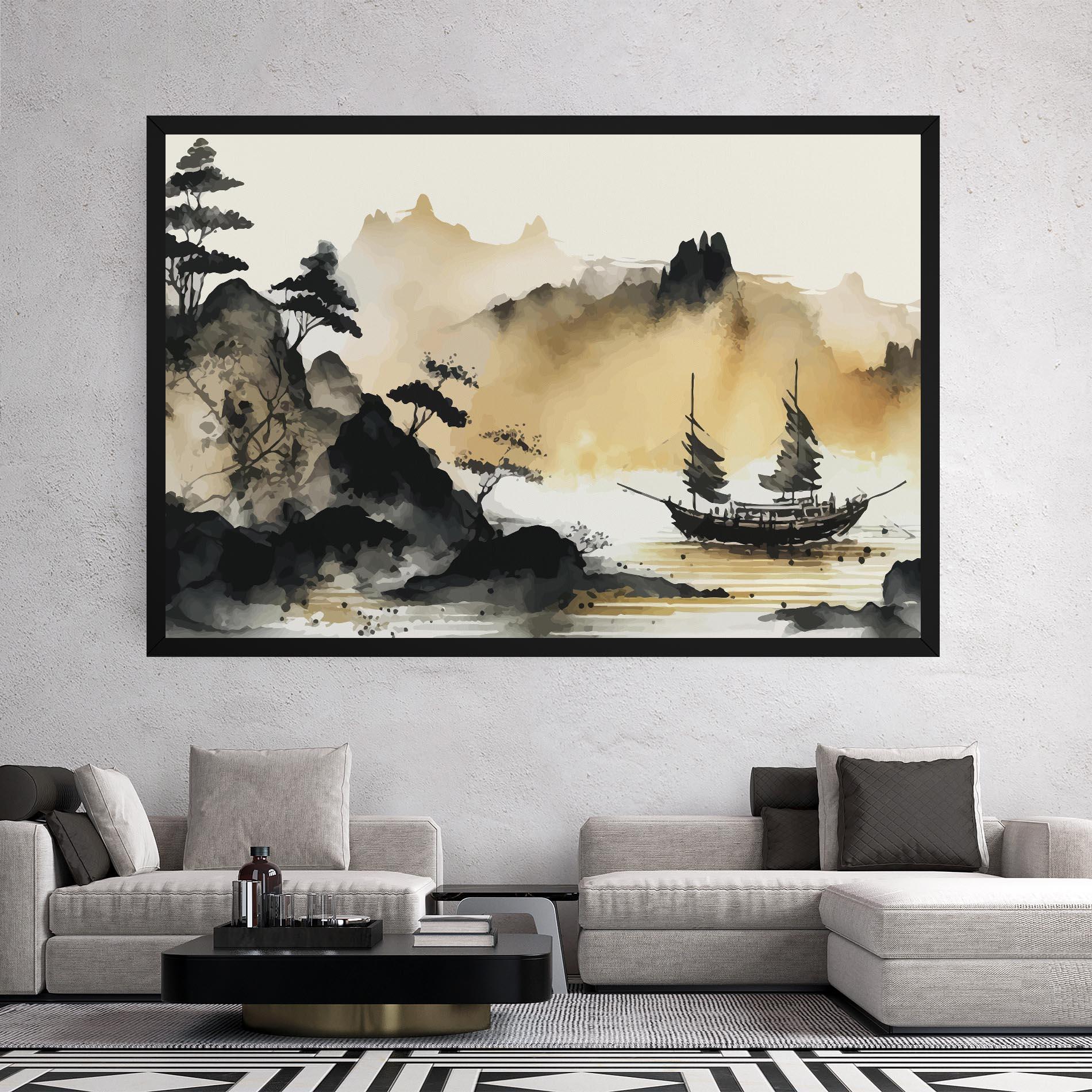 Leinwandbild Asiatic Grey Cream mockup 2