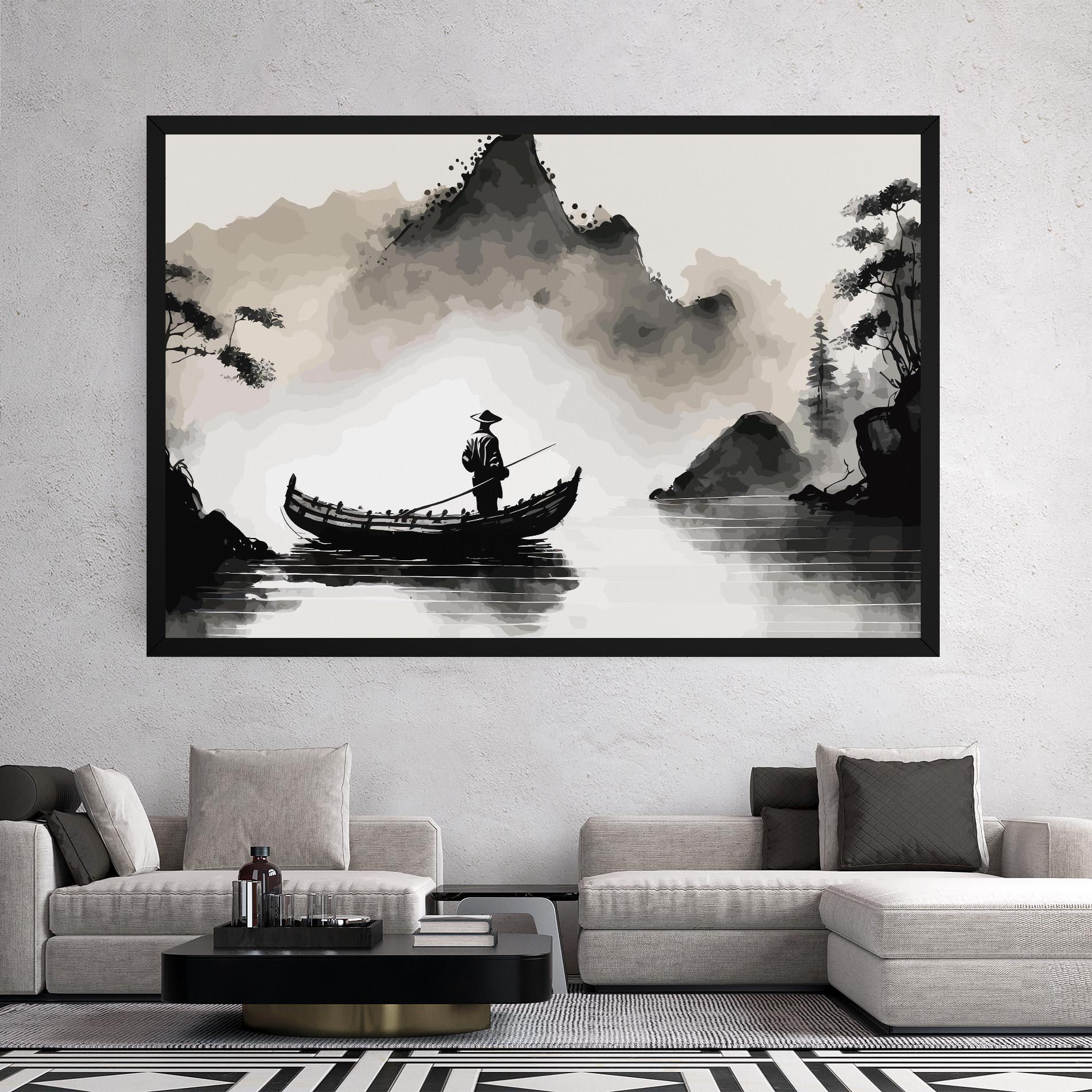 Leinwandbild Black Ink Boat mockup 2