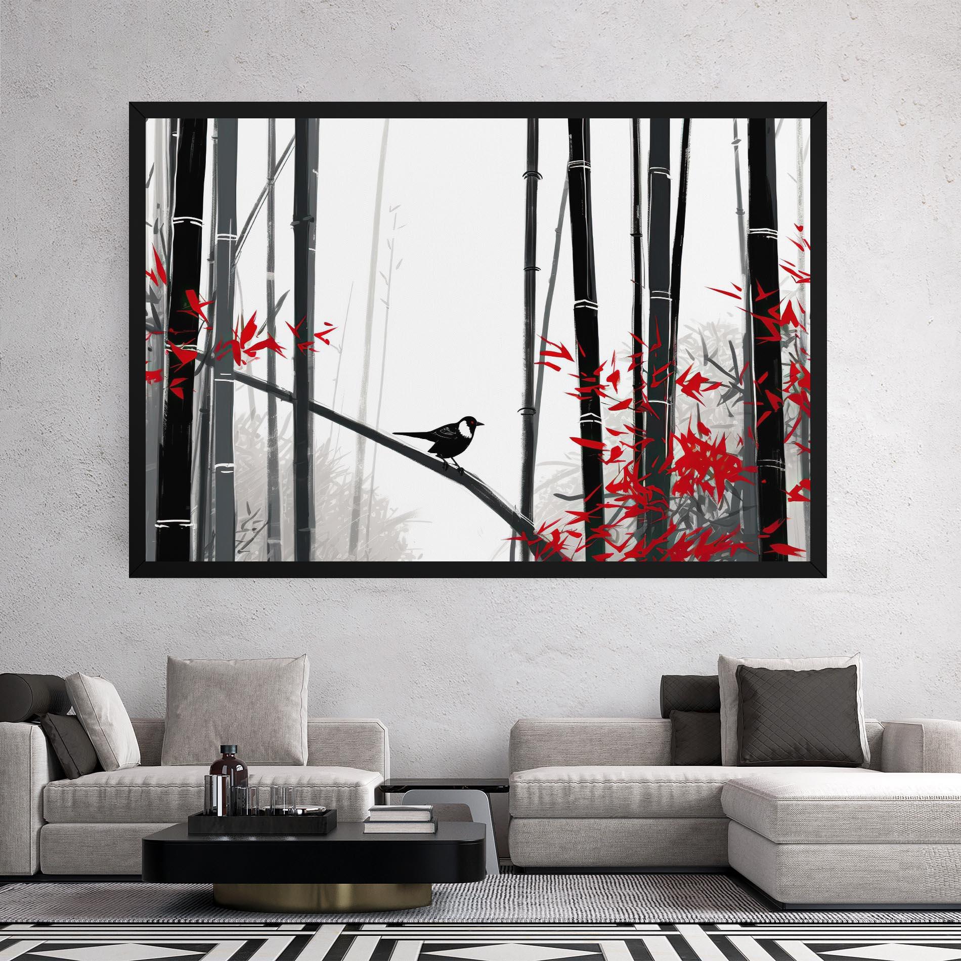 Leinwandbild Chinese Red Leafs mockup 2