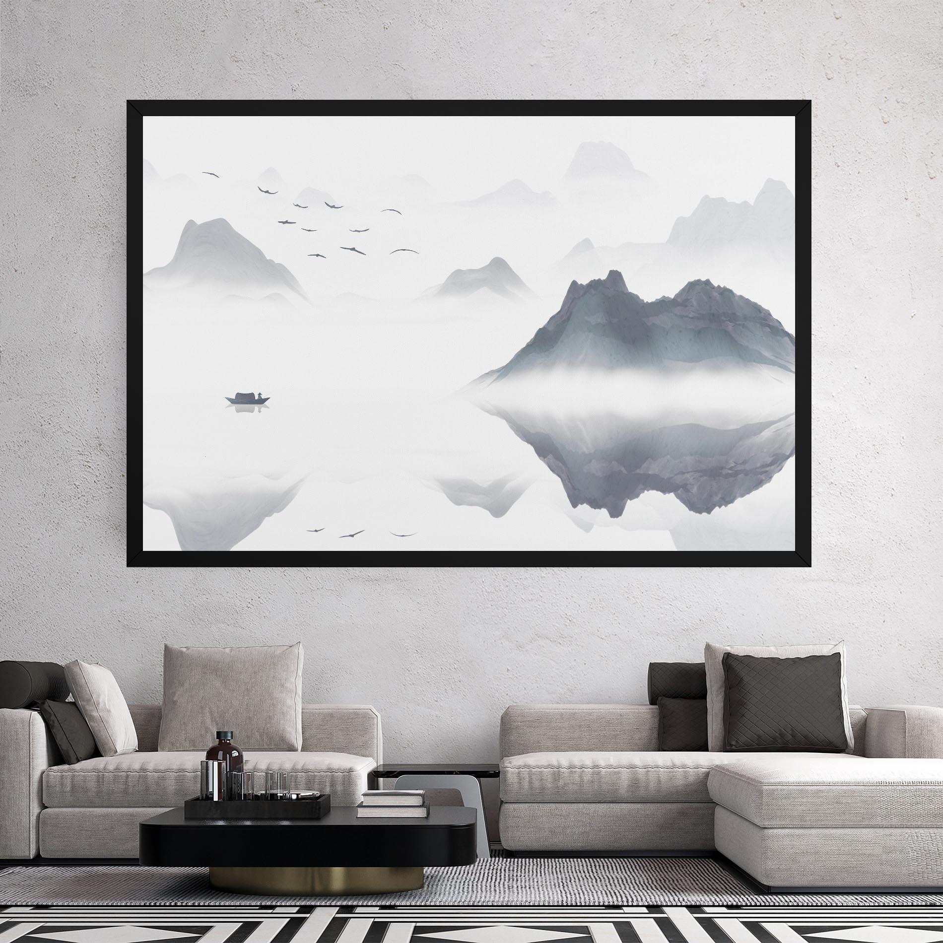 Leinwandbild Chinese Style Mountains mockup 2