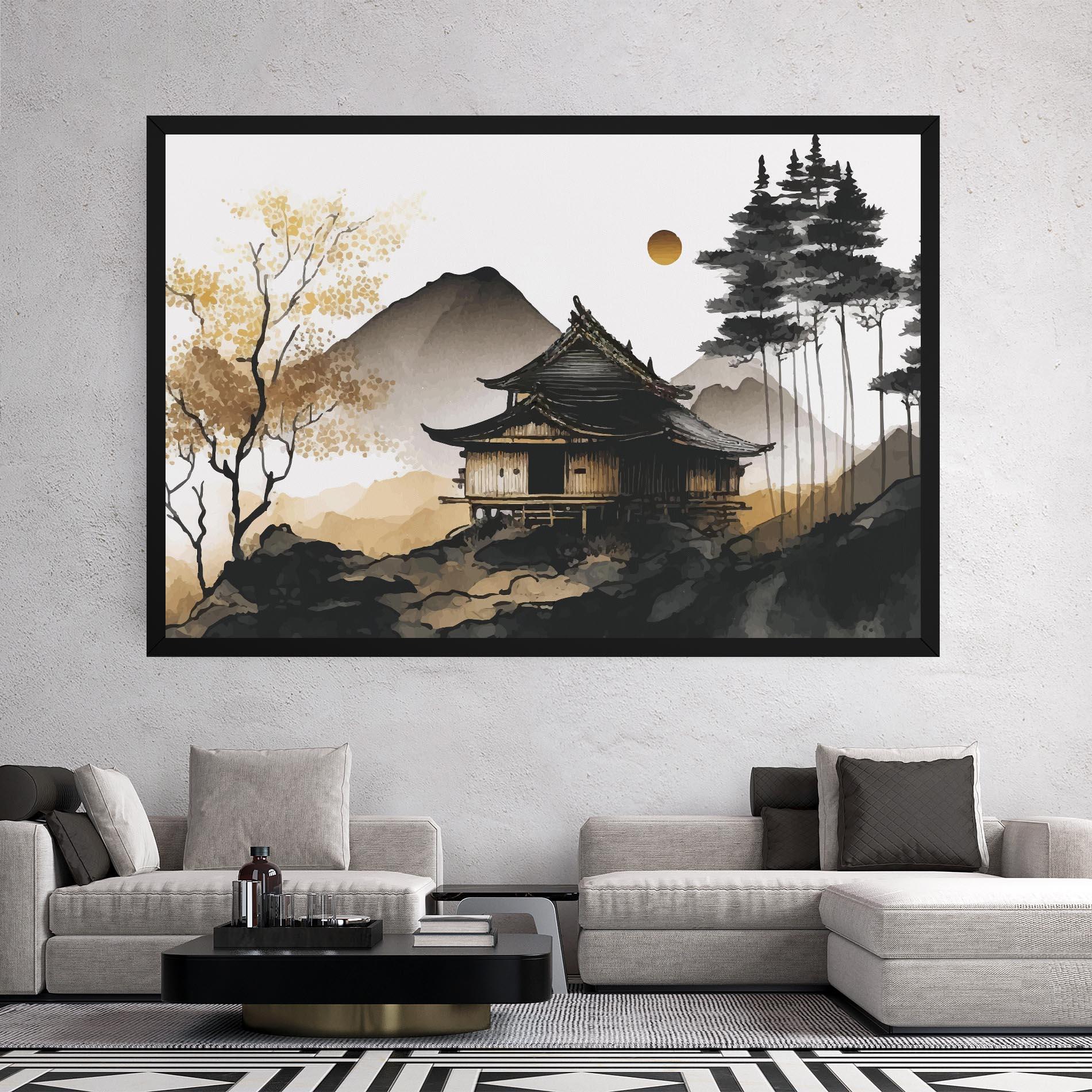Leinwandbild Gold Japanese Temple mockup 2