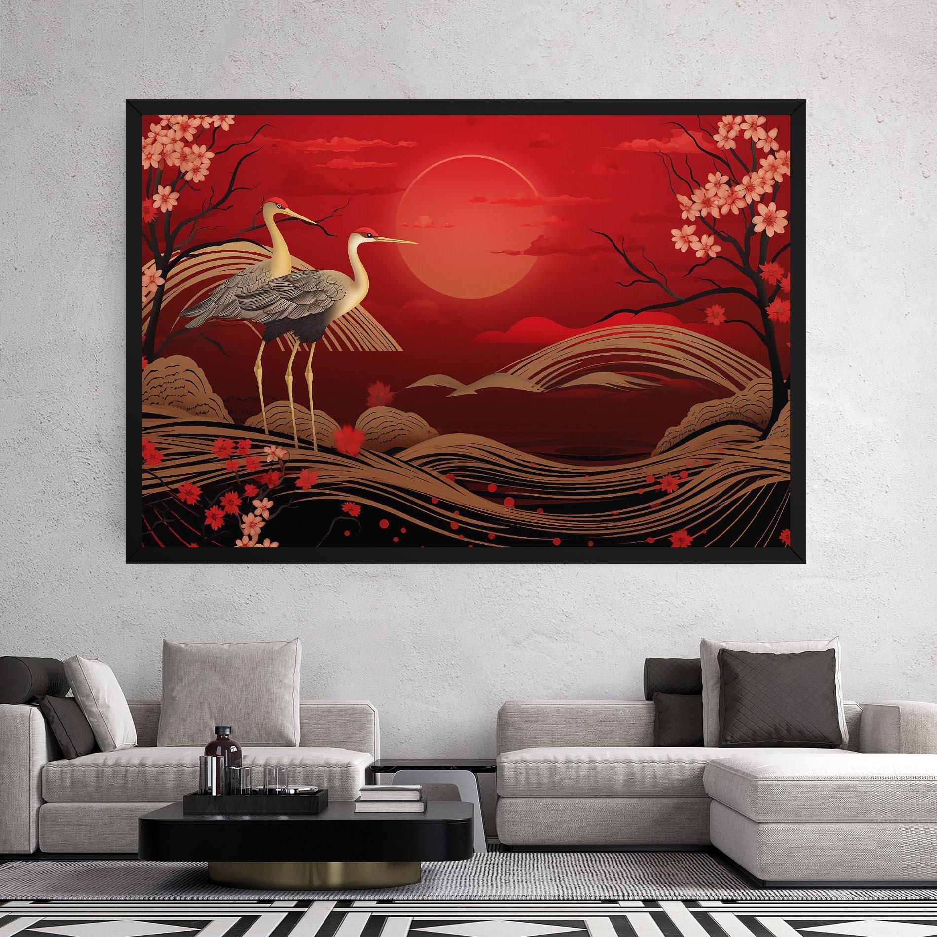 Leinwandbild Gold Landscape Painting mockup 2