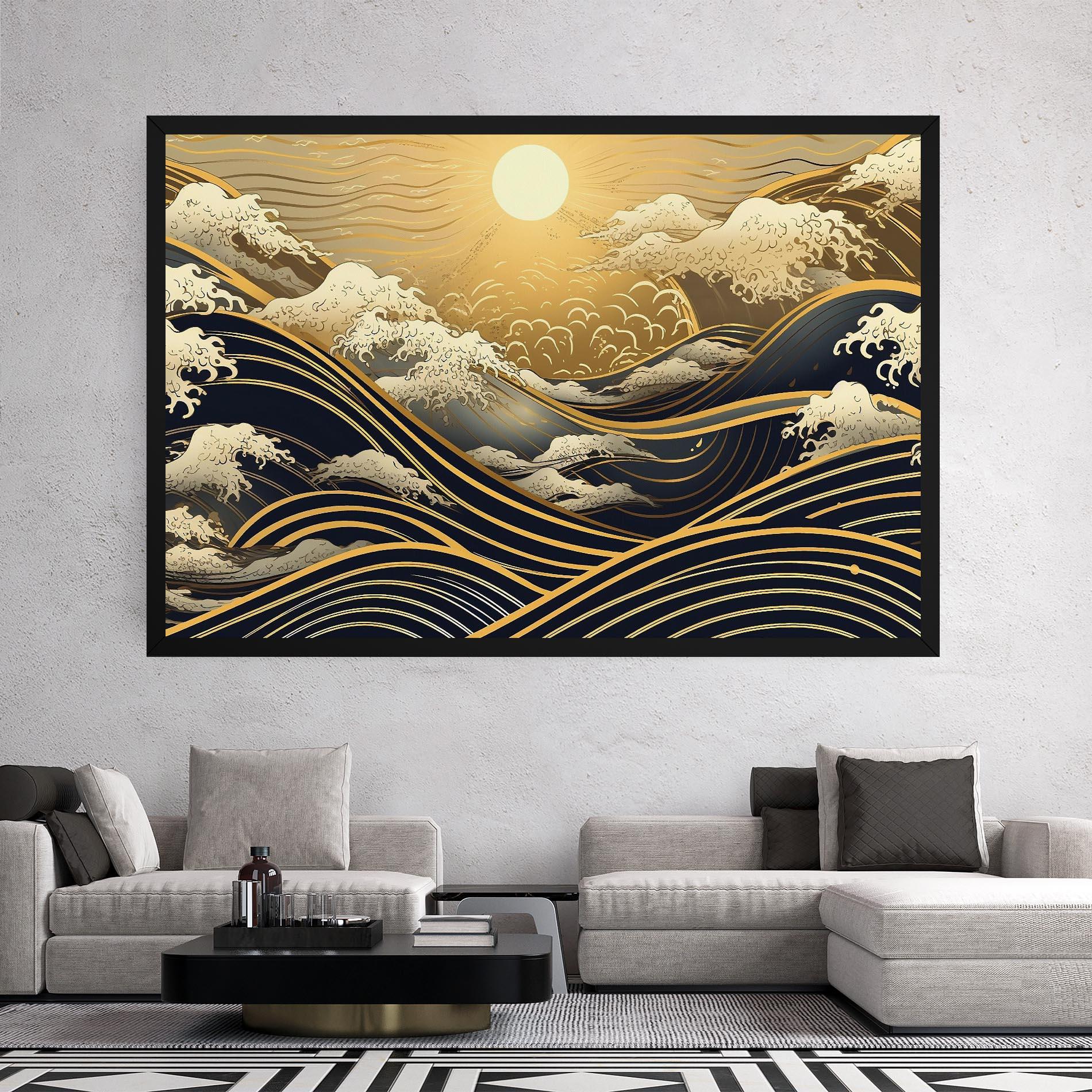 Leinwandbild Gold Waves Landscape mockup 2