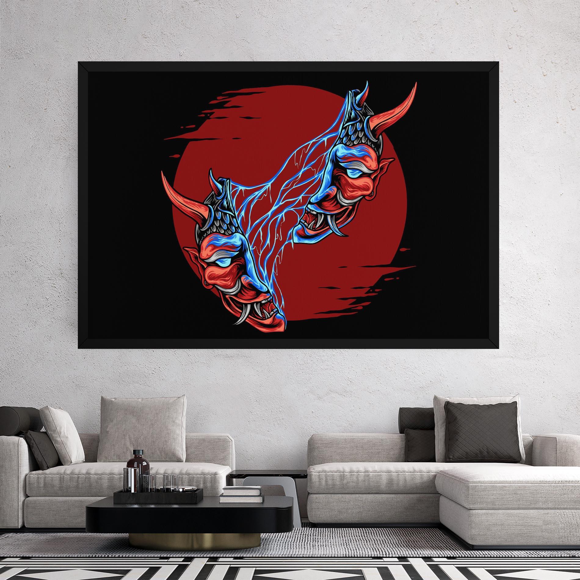 Leinwandbild Japanese Mask mockup 2