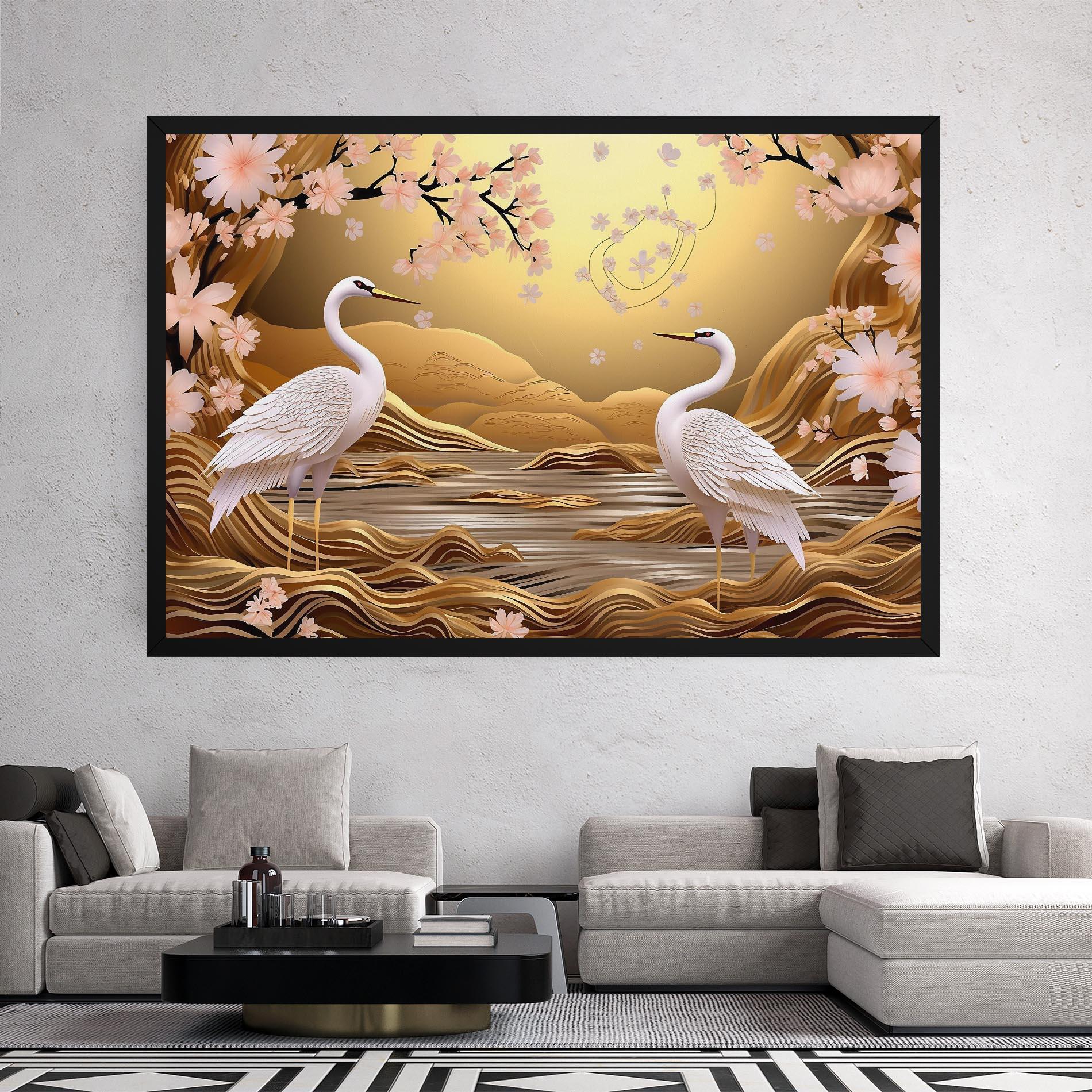 Leinwandbild Pink Chinese Flowers mockup 2