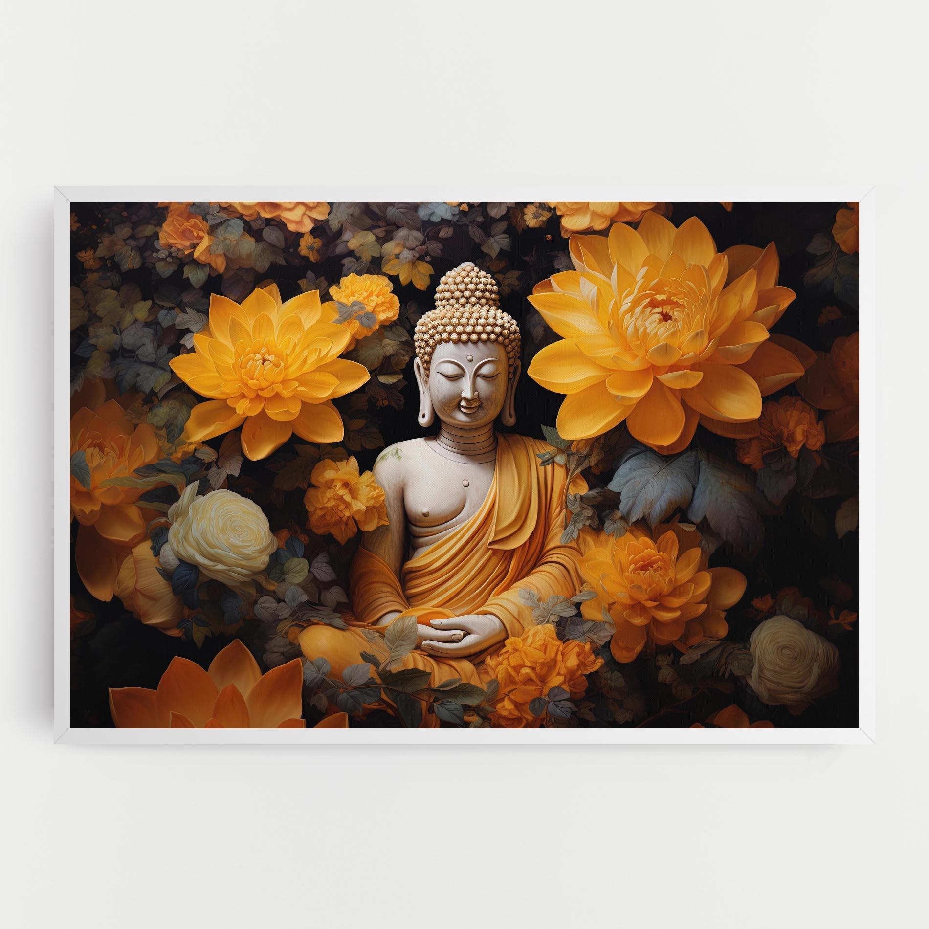 Leinwandbild Buddha Big Flowers mockup 0