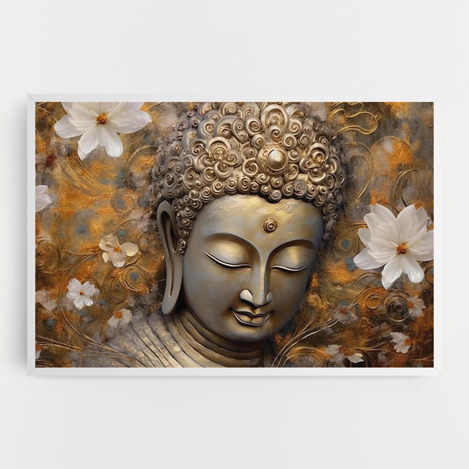 Leinwandbild White Flower Buddha Art mockup 0