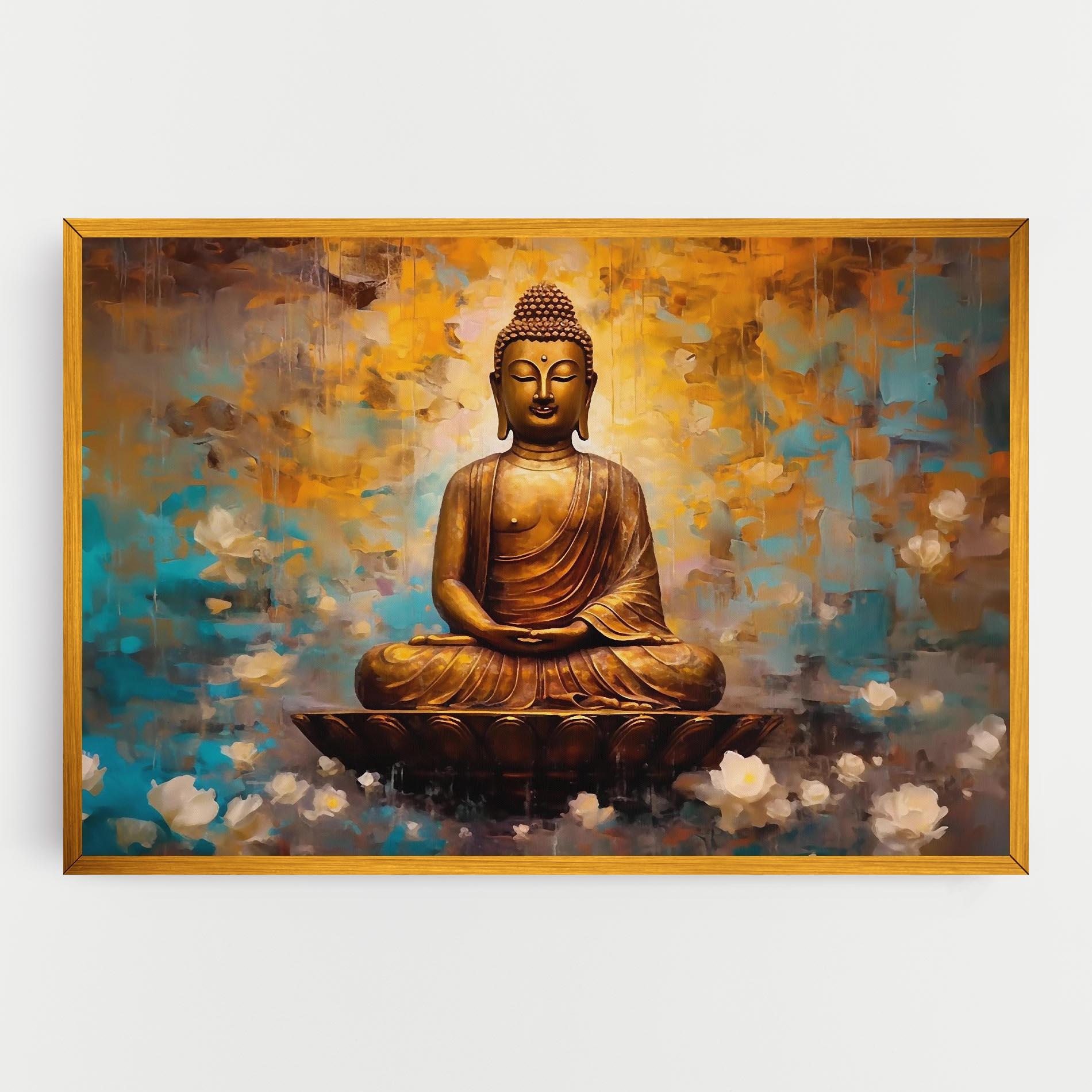 Leinwandbild Blue Gold Buddha mockup 0