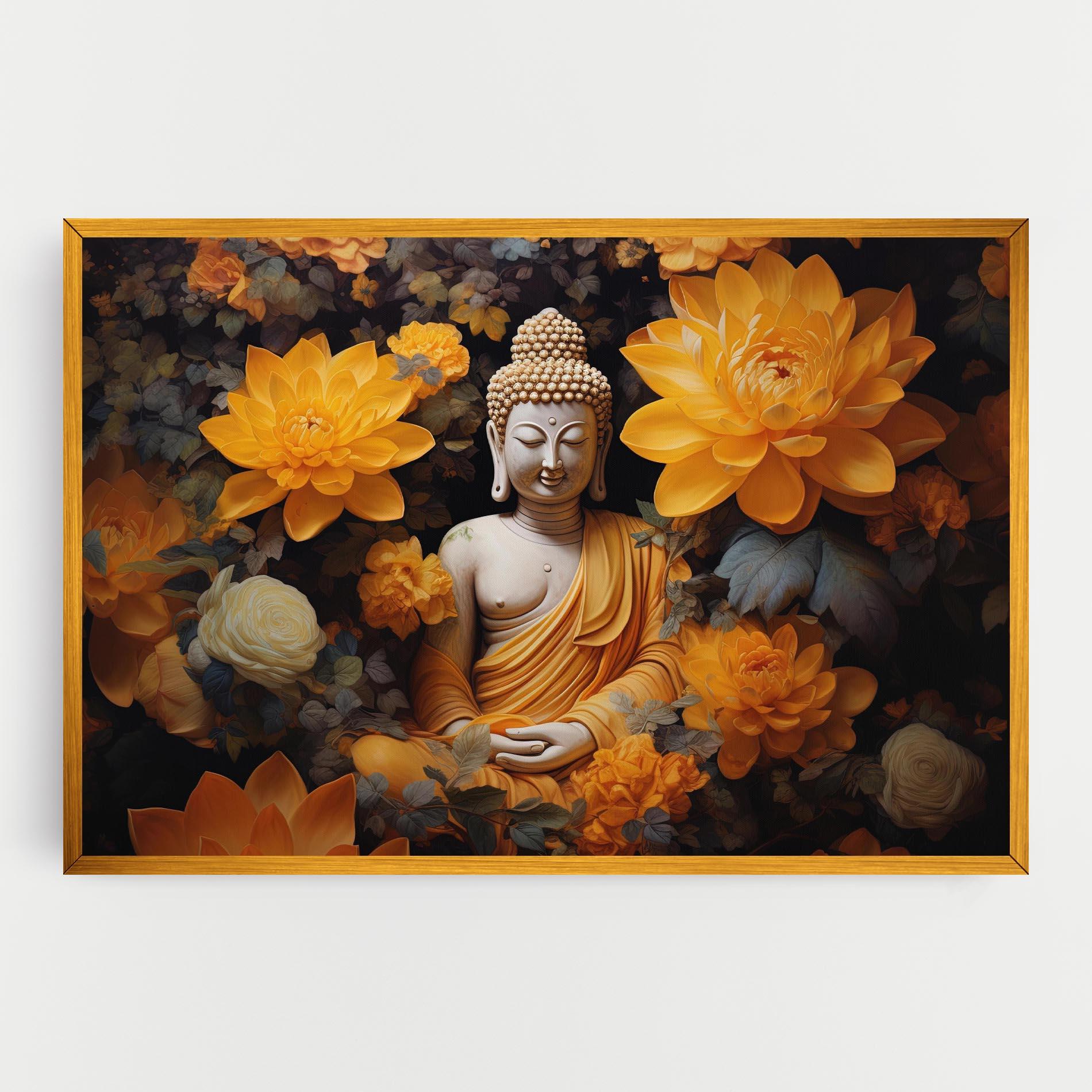 Leinwandbild Buddha Big Flowers mockup 0