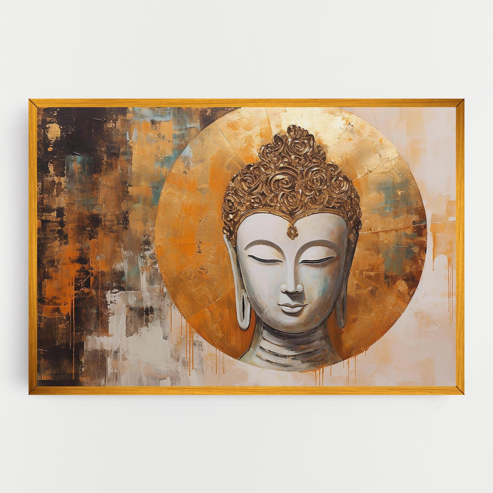 Leinwandbild Cream Circle Buddha mockup 0