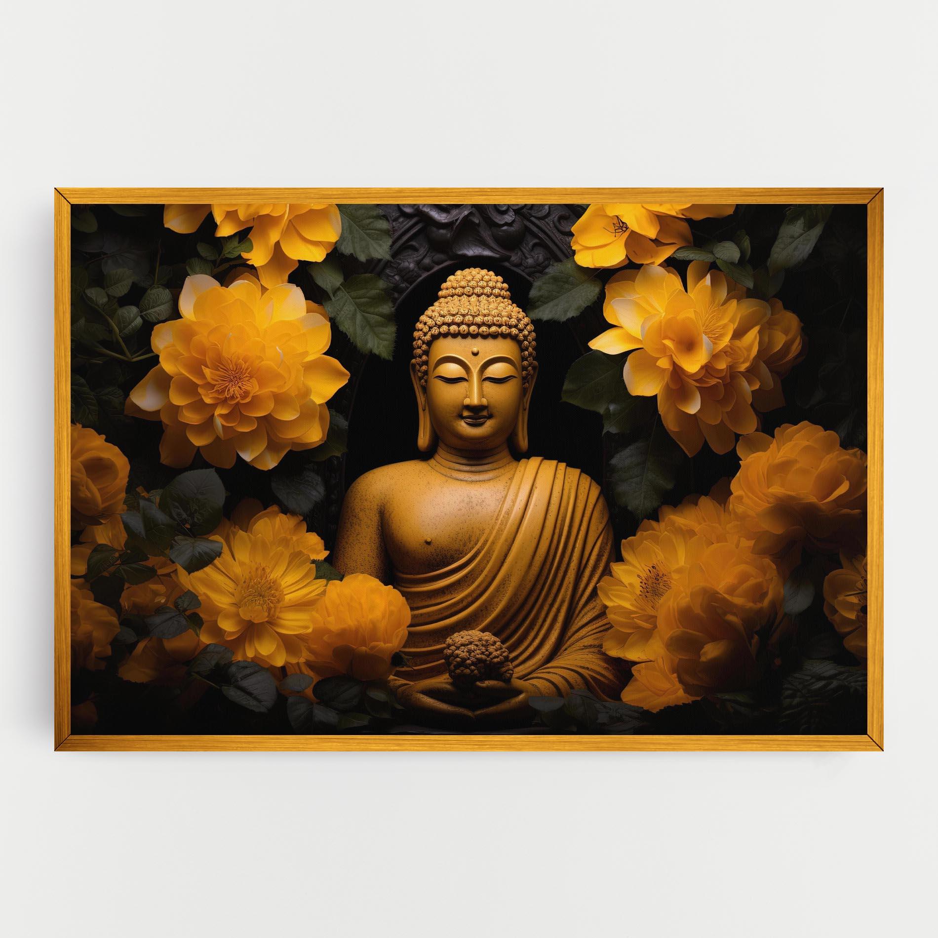Leinwandbild Vecteezy_buddha Statue Surrounded By Yellow Flowers Ai Generated_27745002_860 mockup 0