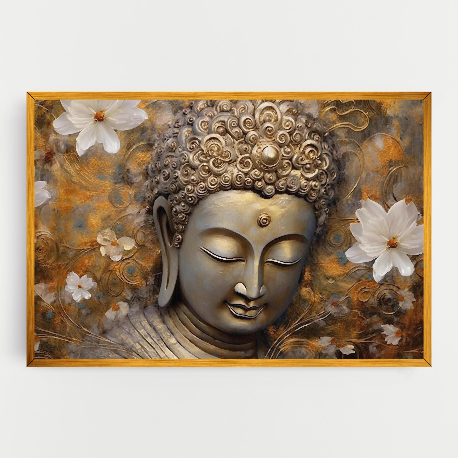 Leinwandbild White Flower Buddha Art mockup 0