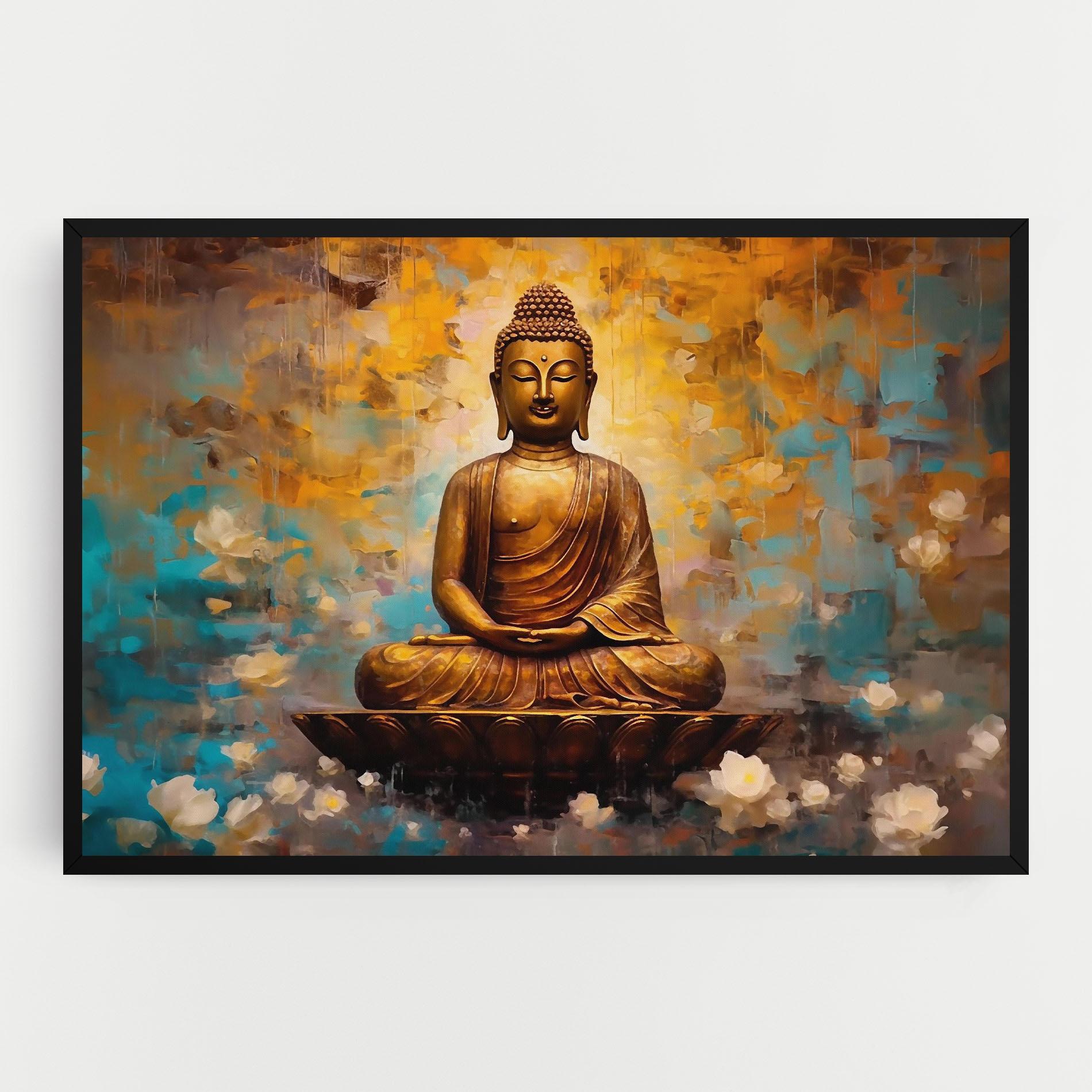 Leinwandbild Blue Gold Buddha mockup 0