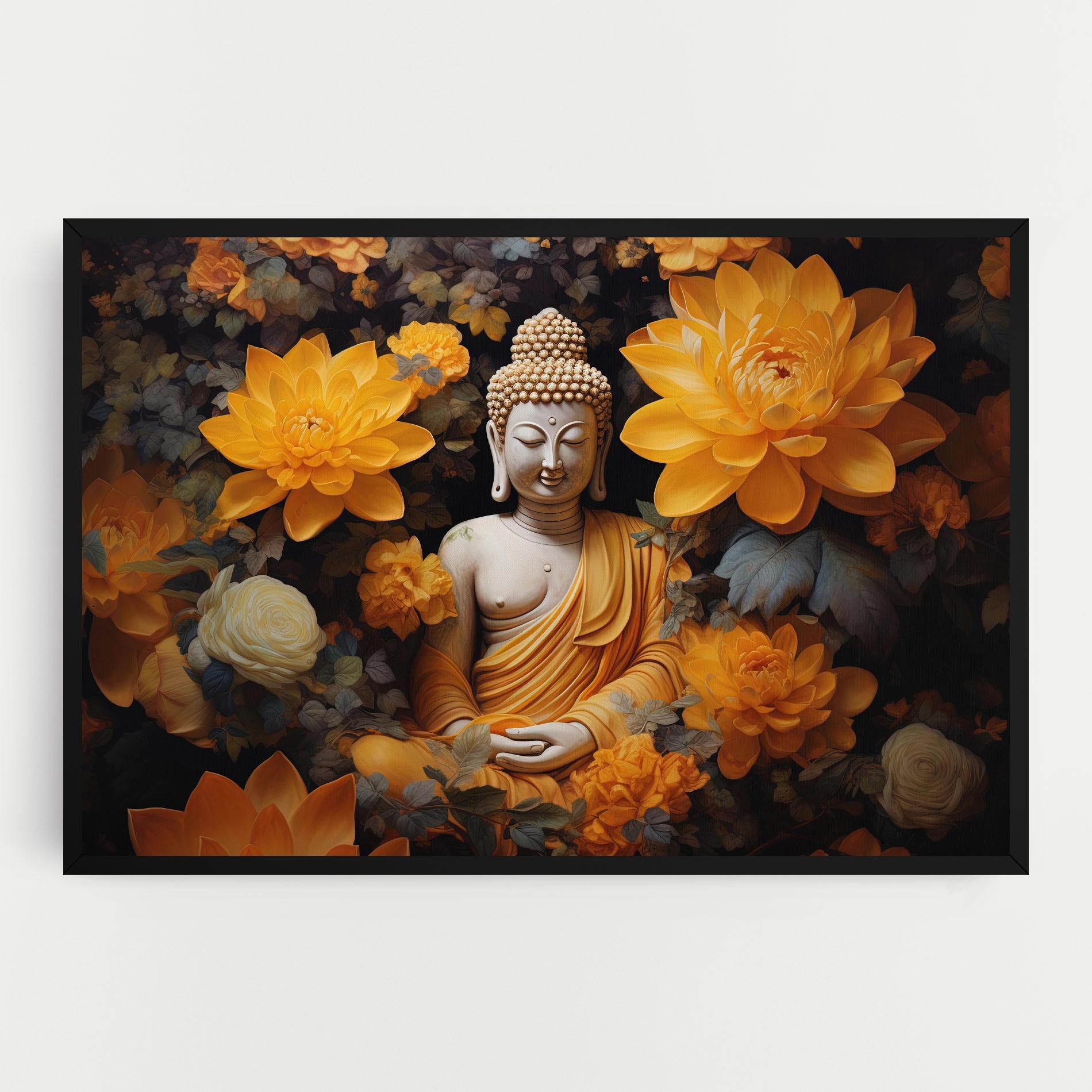 Leinwandbild Buddha Big Flowers mockup 0
