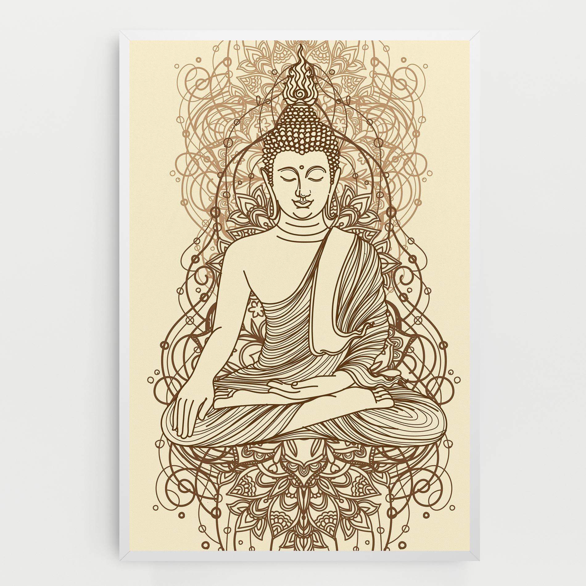 Leinwandbild Brown Line Buddha mockup 0