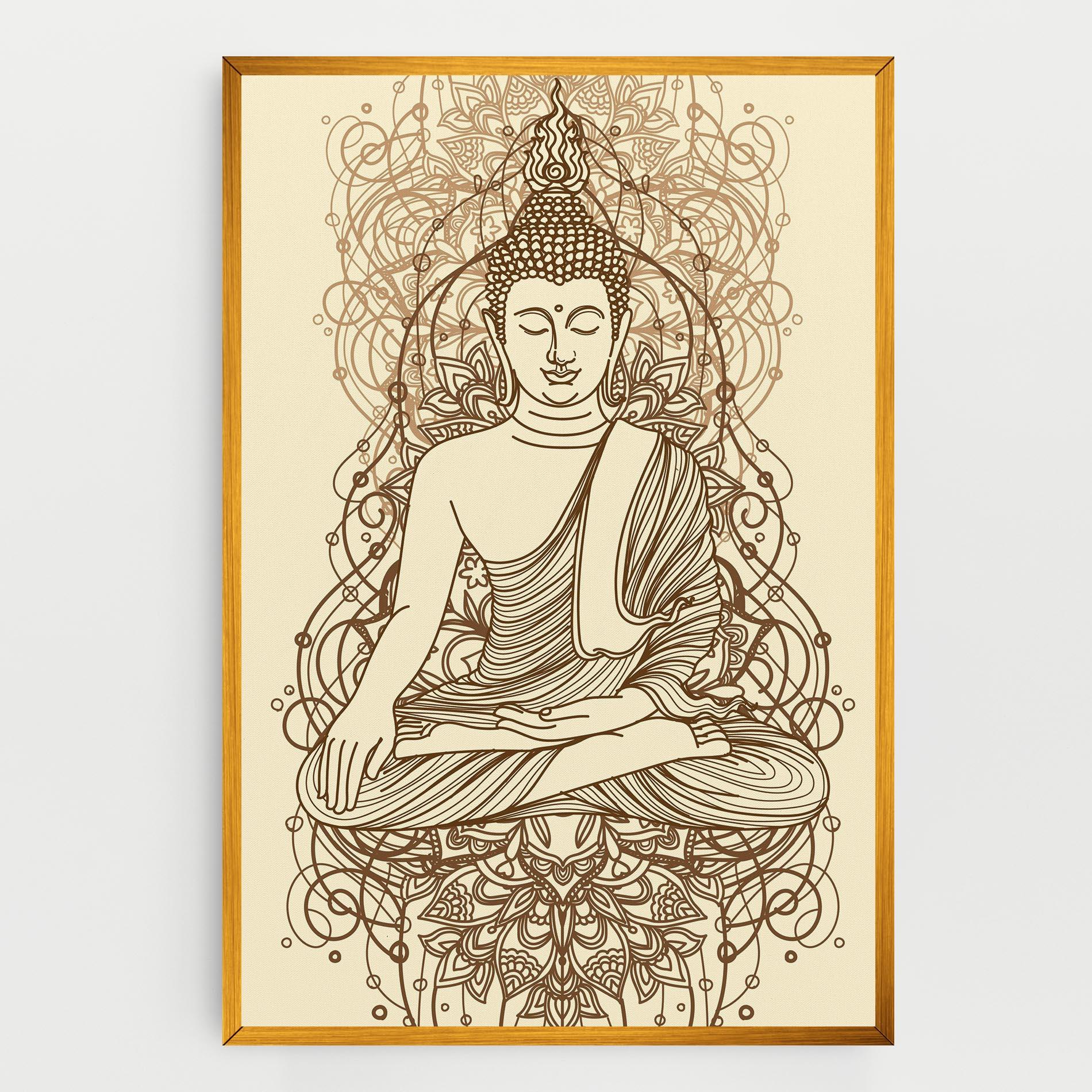 Leinwandbild Brown Line Buddha mockup 0