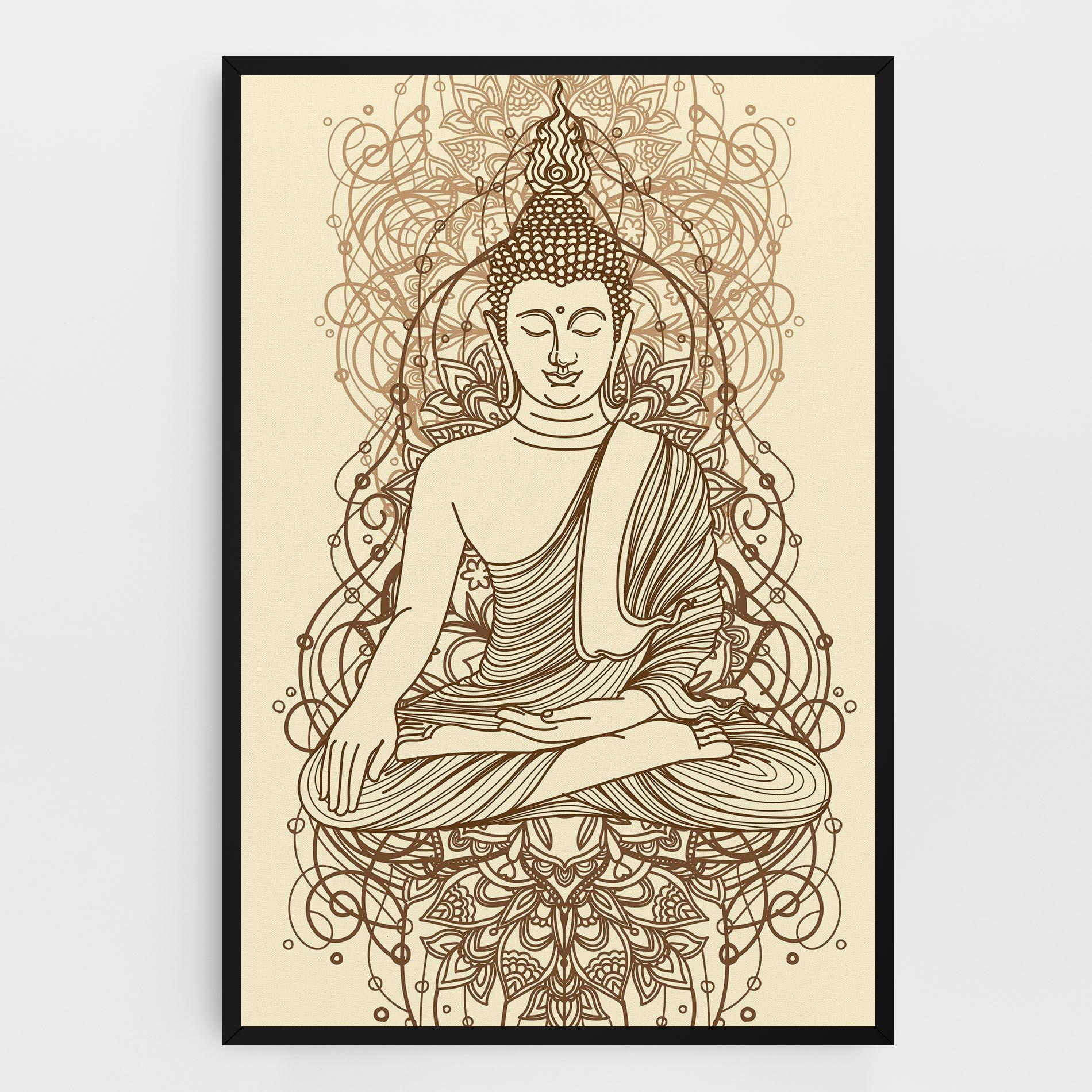 Leinwandbild Brown Line Buddha mockup 0