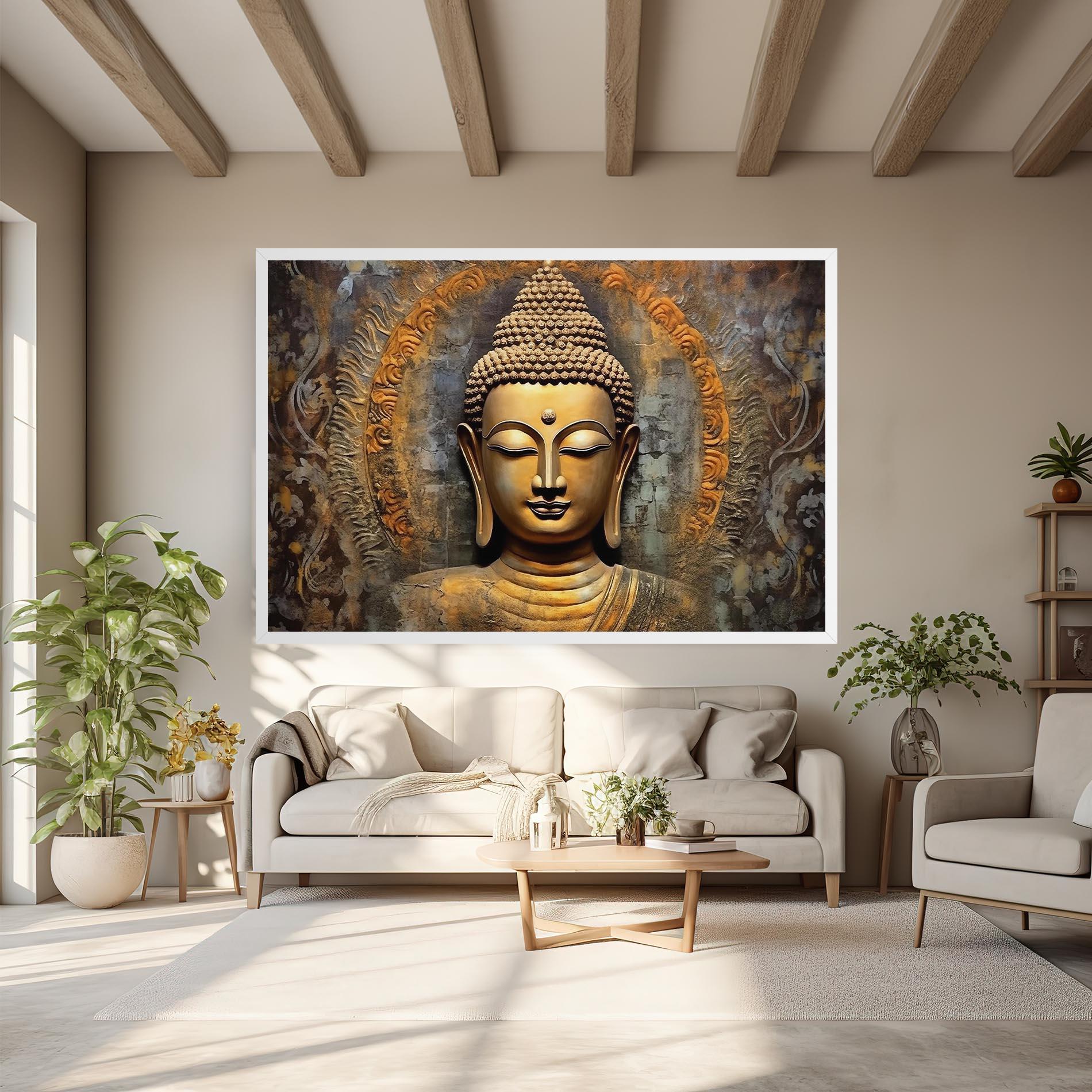 Leinwandbild Buddha 3d Head mockup 6