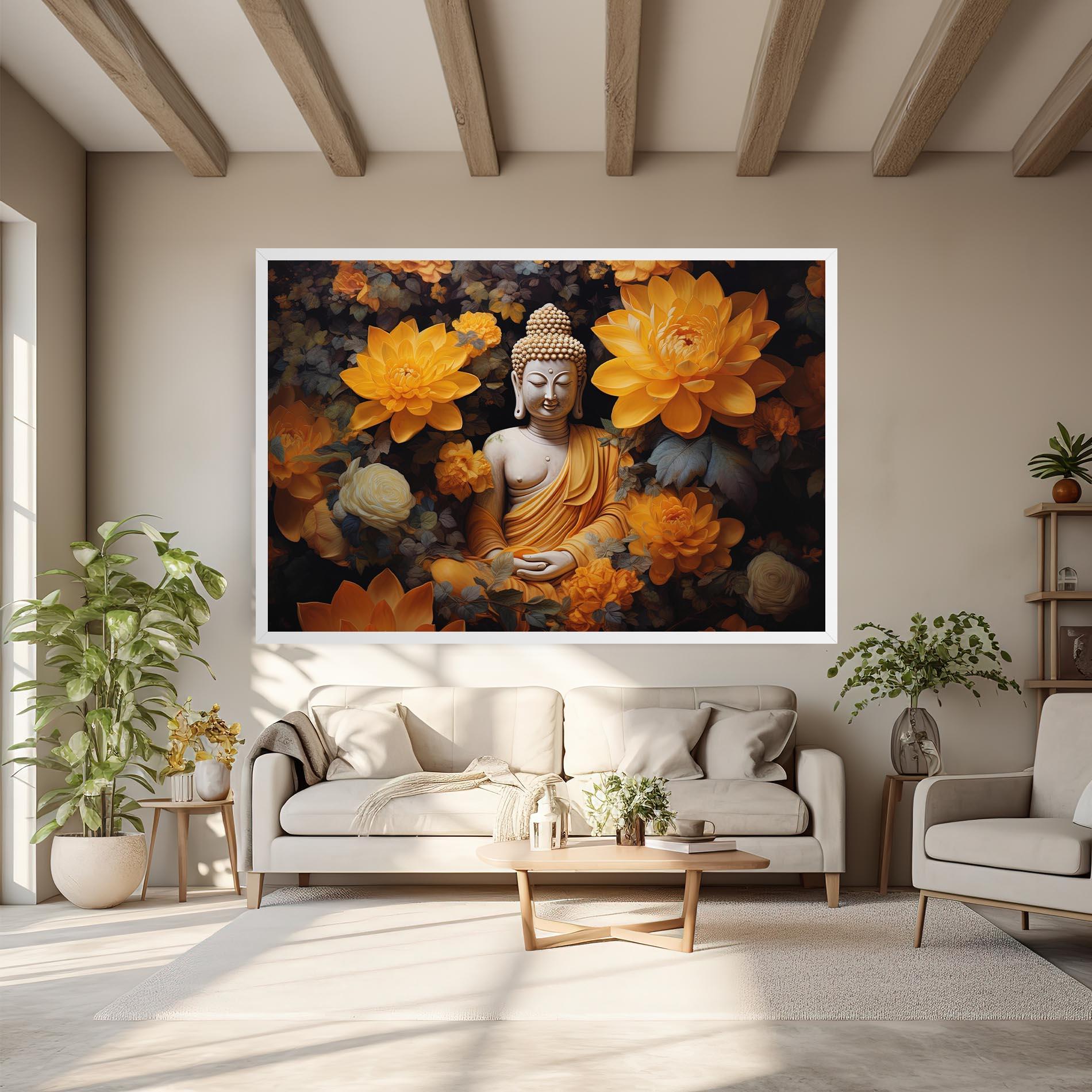 Leinwandbild Buddha Big Flowers mockup 6