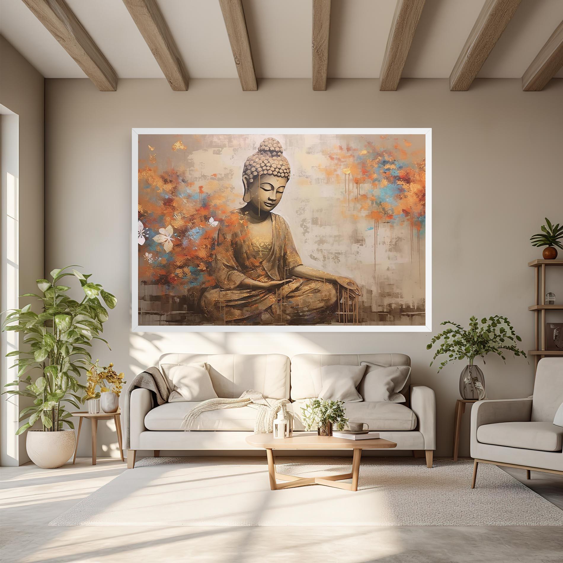 Leinwandbild Buddha Cream Blue mockup 6