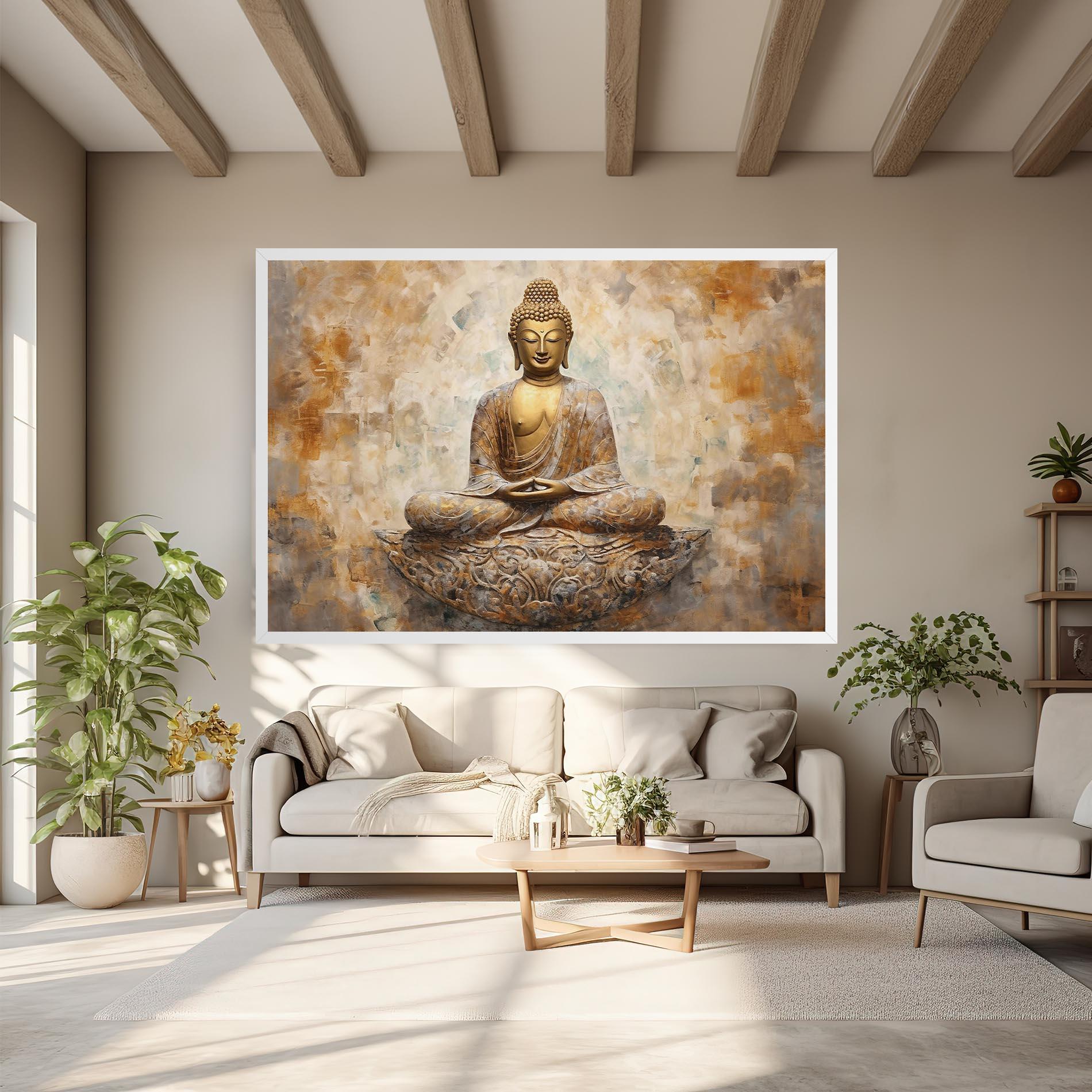 Leinwandbild Cream Buddha Art mockup 6