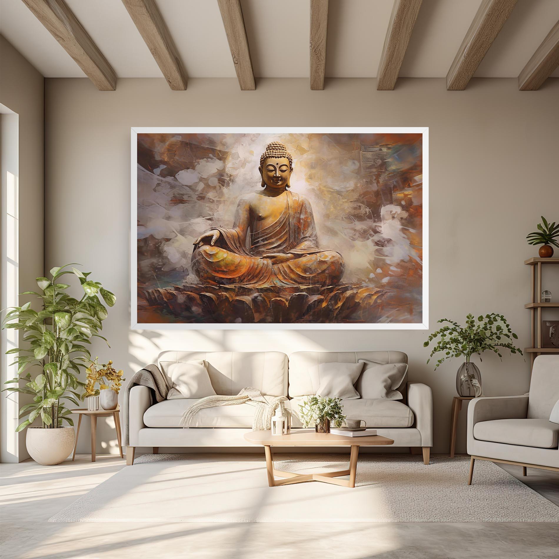 Leinwandbild Cream Orange Buddha mockup 6