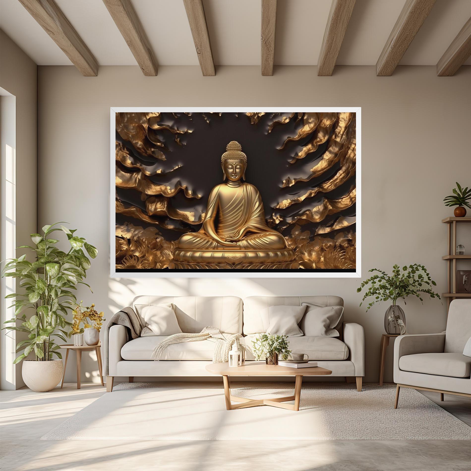 Leinwandbild Gold 3d Buddha mockup 6
