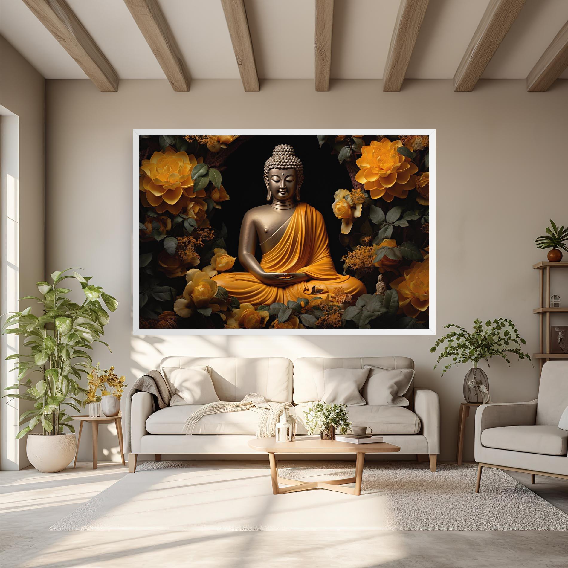 Leinwandbild Gold Buddha Flower mockup 6