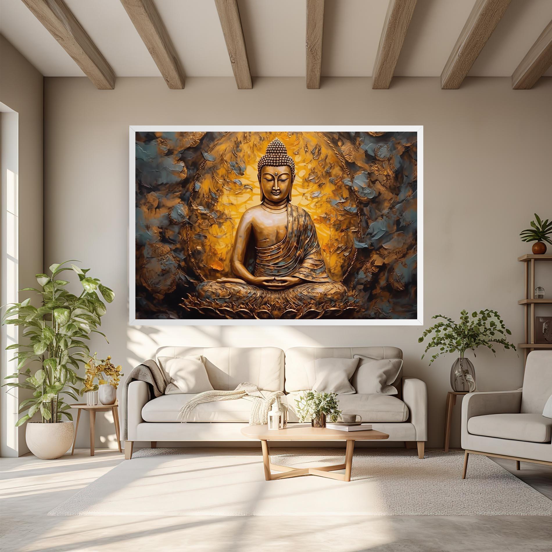 Leinwandbild Gold Grey Buddha mockup 6