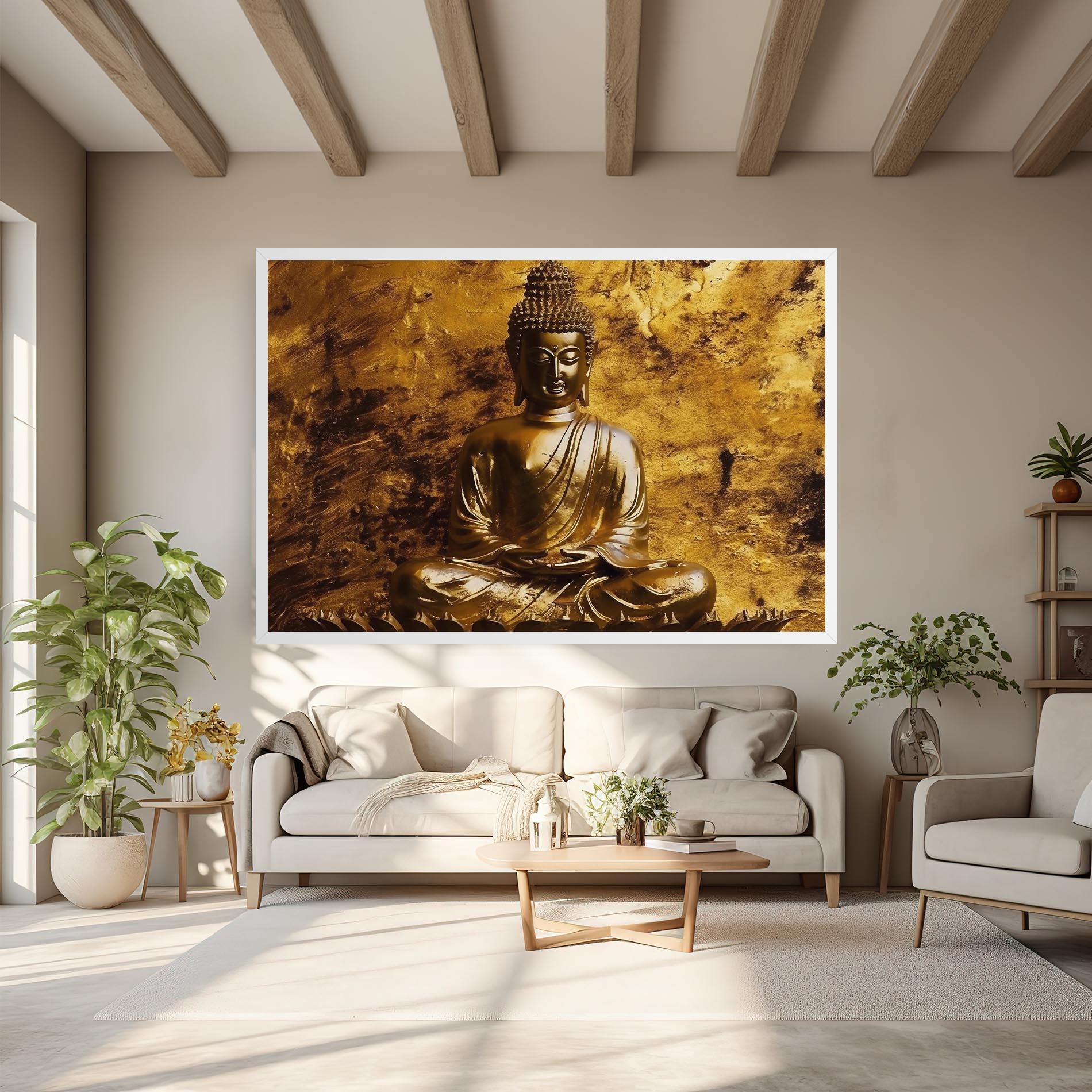 Leinwandbild Statue Gold Buddha mockup 6