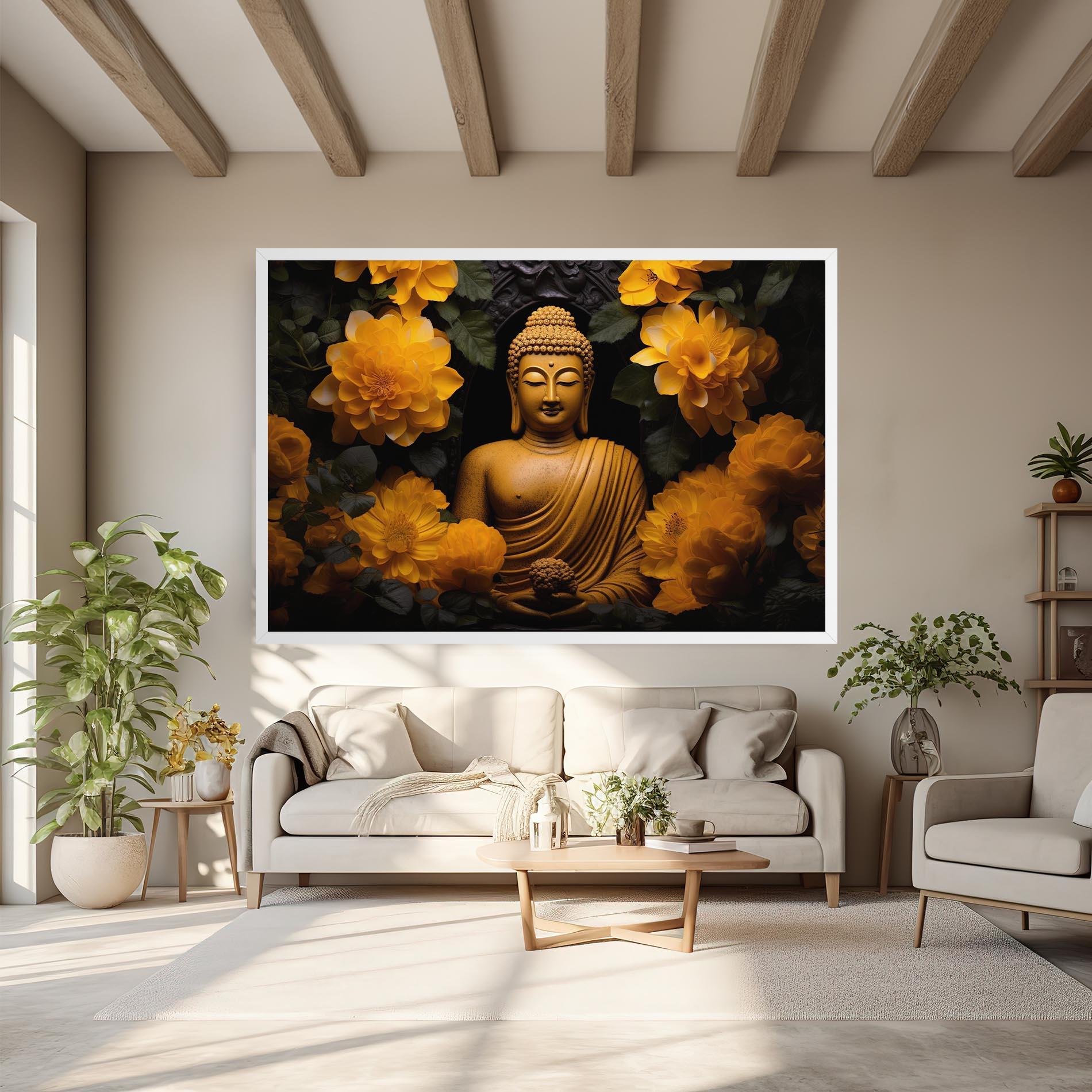 Leinwandbild Vecteezy_buddha Statue Surrounded By Yellow Flowers Ai Generated_27745002_860 mockup 6