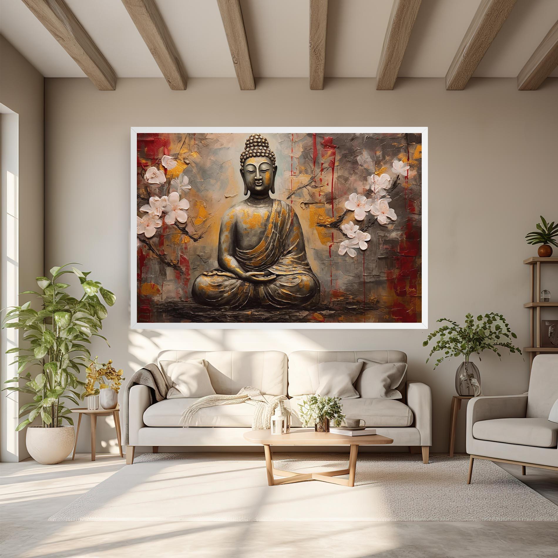Leinwandbild White Red Buddha mockup 6